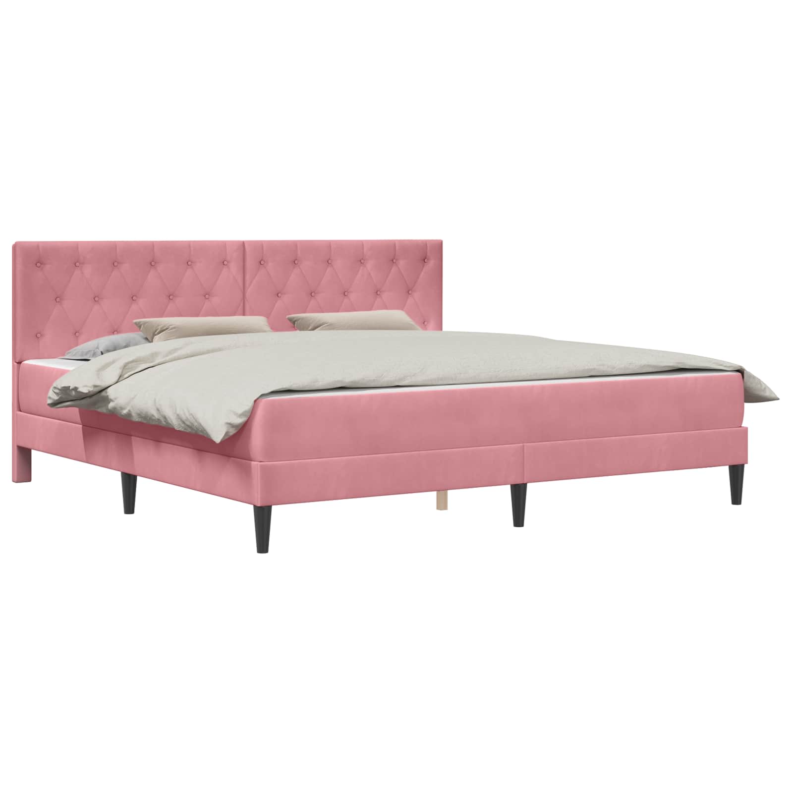 Cadre de lit avec matelas Rose 200 x 200 cm Velours - XIOS