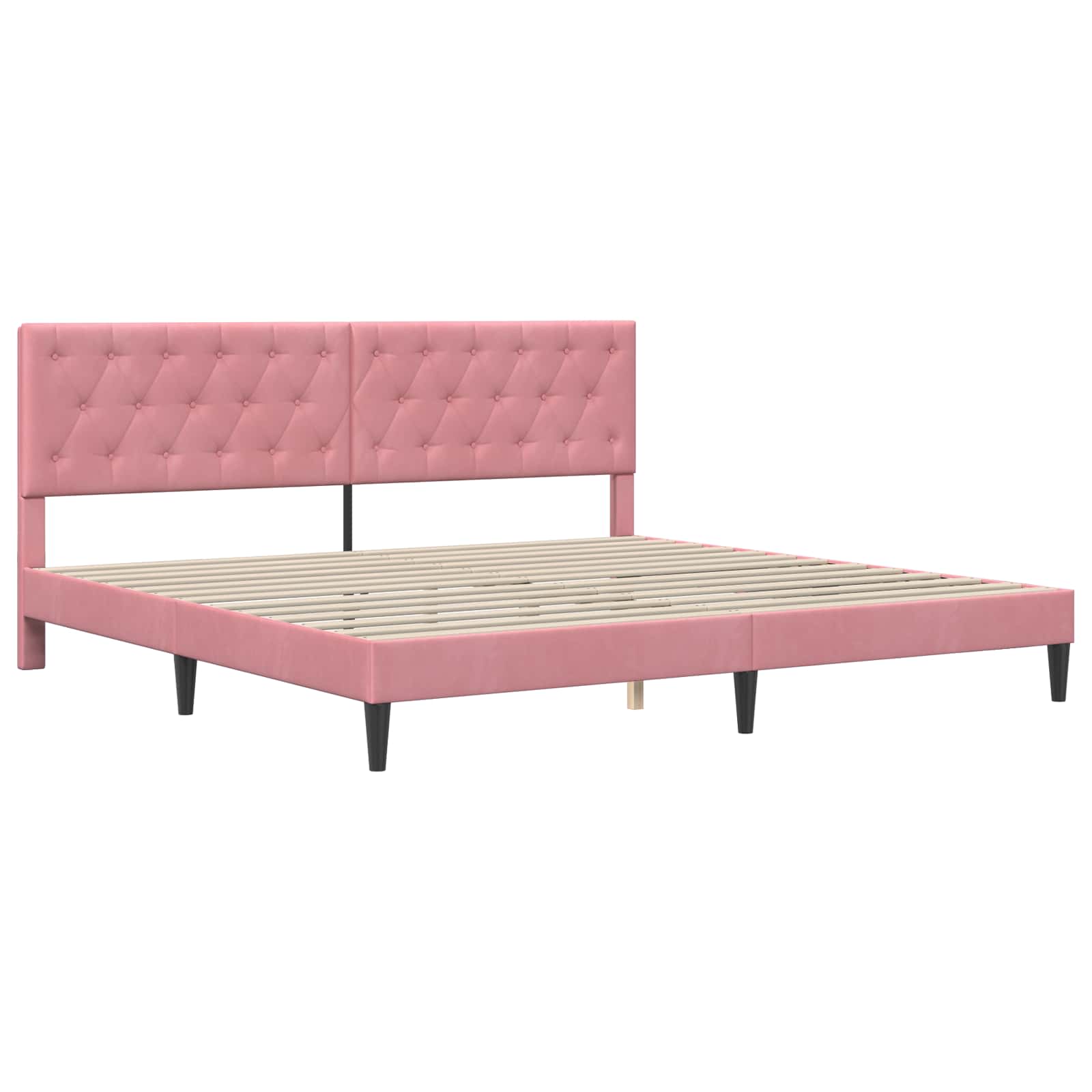 Cadre de lit avec matelas Rose 200 x 200 cm Velours - XIOS