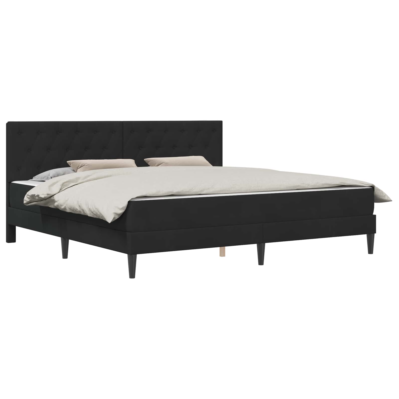 Cadre de lit avec matelas Noir 200 x 200 cm Velours - XIOS