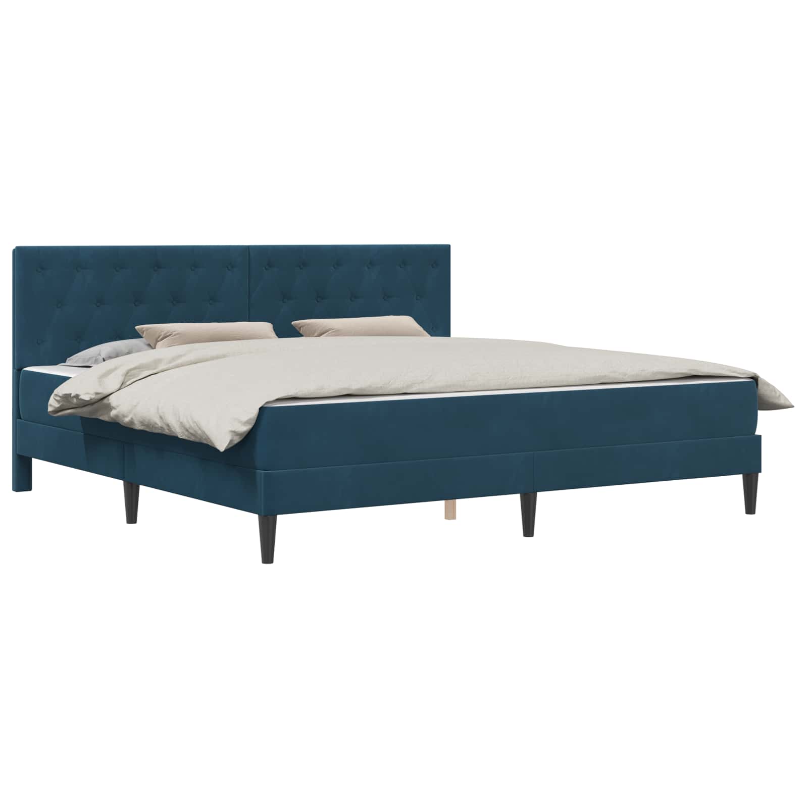 Cadre de lit avec matelas Bleu 200 x 200 cm Velours - XIOS