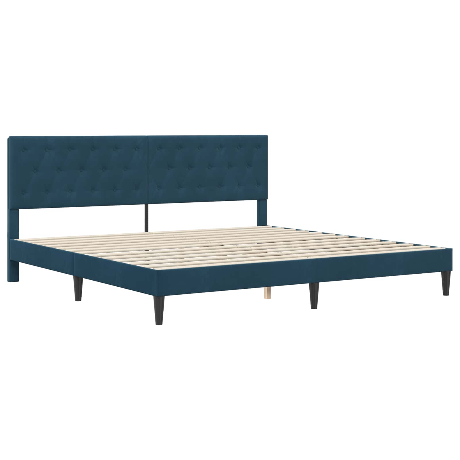 Cadre de lit avec matelas Bleu 200 x 200 cm Velours - XIOS