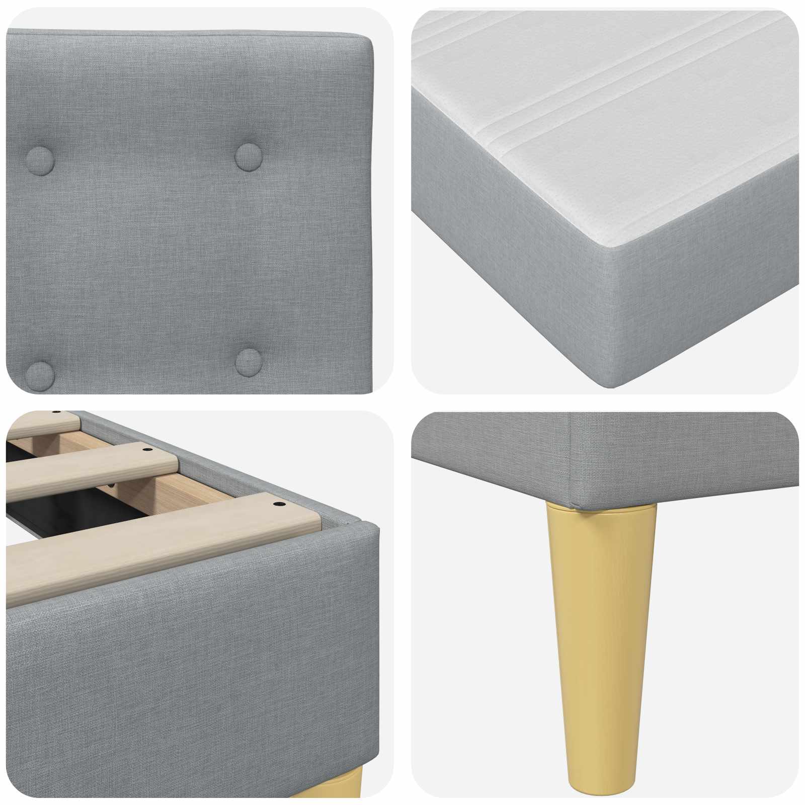 Cadre de lit avec matelas Gris clair 80 x 200 cm Tissu - XIOS