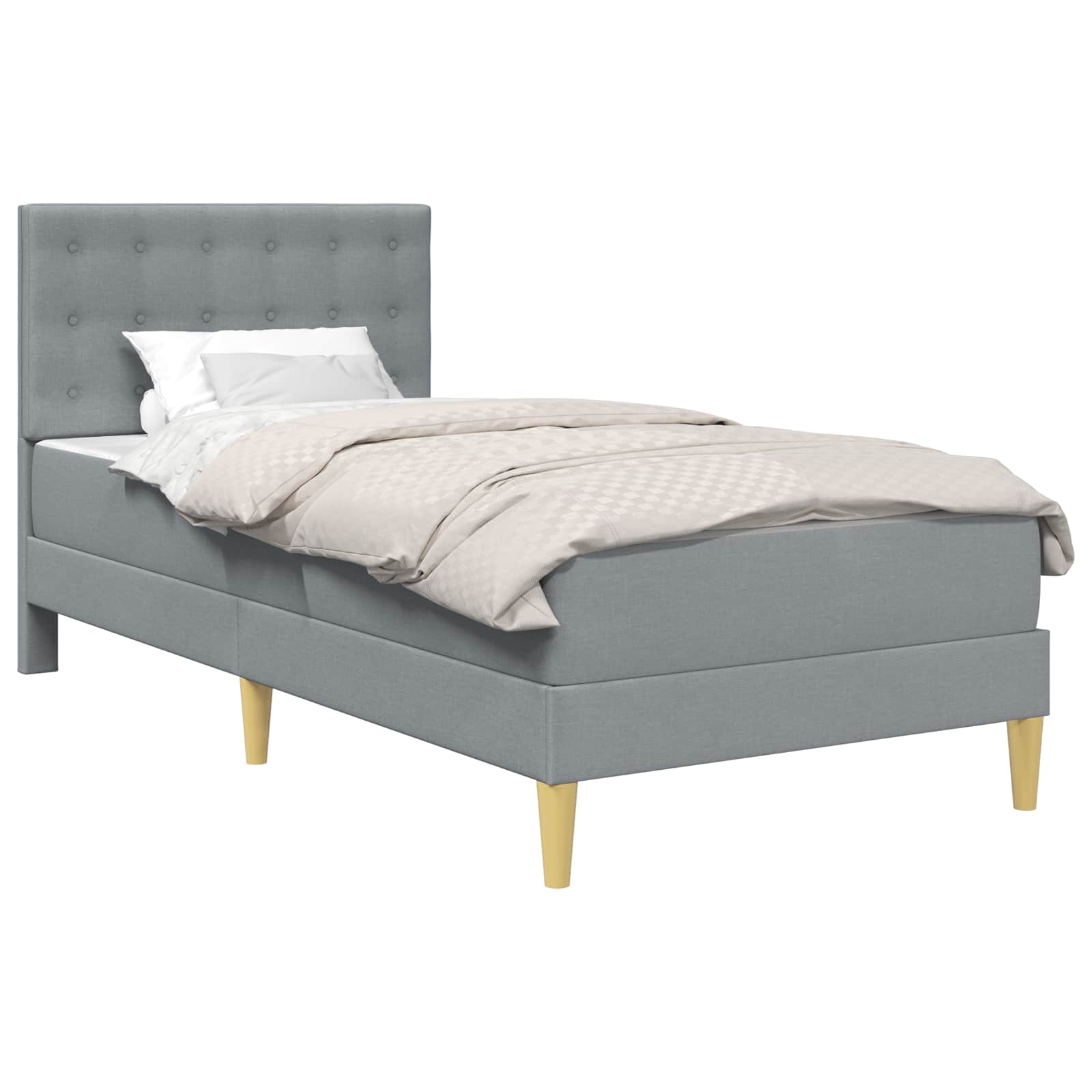 Cadre de lit avec matelas Gris clair 90 x 190 cm Tissu - XIOS