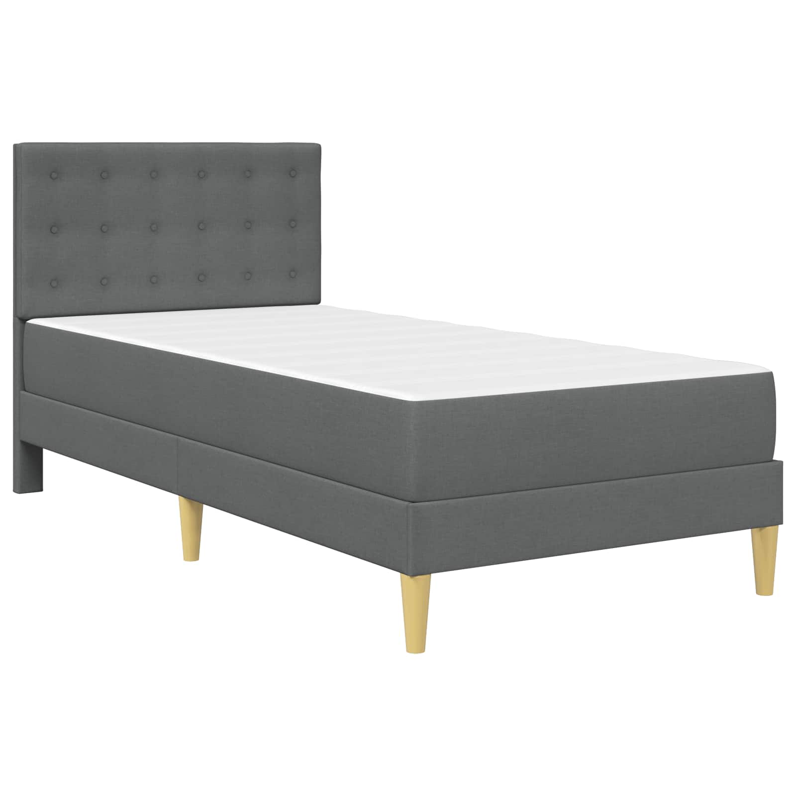 Cadre de lit avec matelas Gris foncé 90 x 190 cm Tissu - XIOS