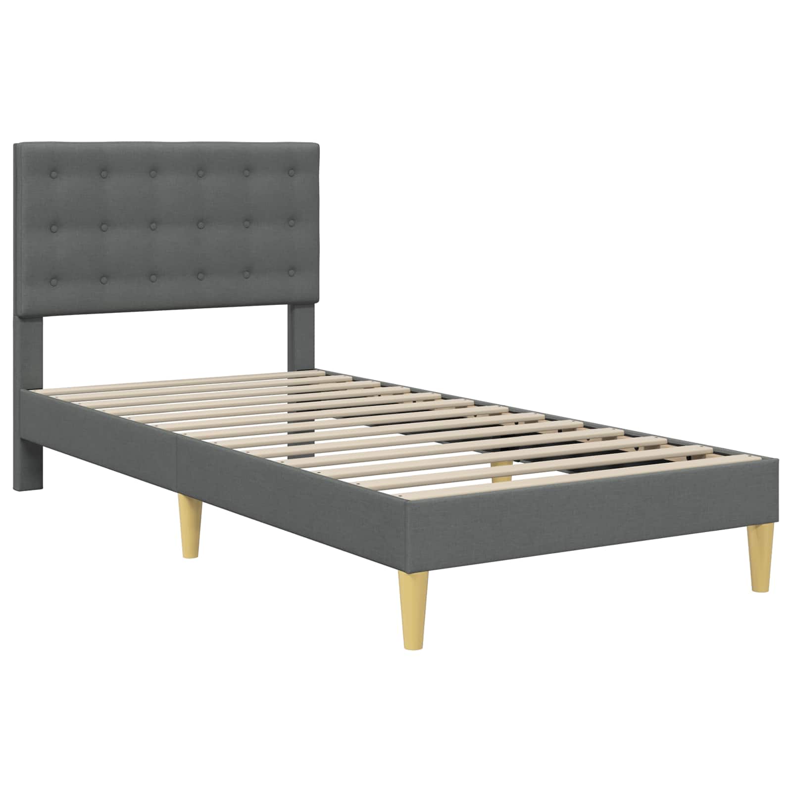 Cadre de lit avec matelas Gris foncé 90 x 190 cm Tissu - XIOS