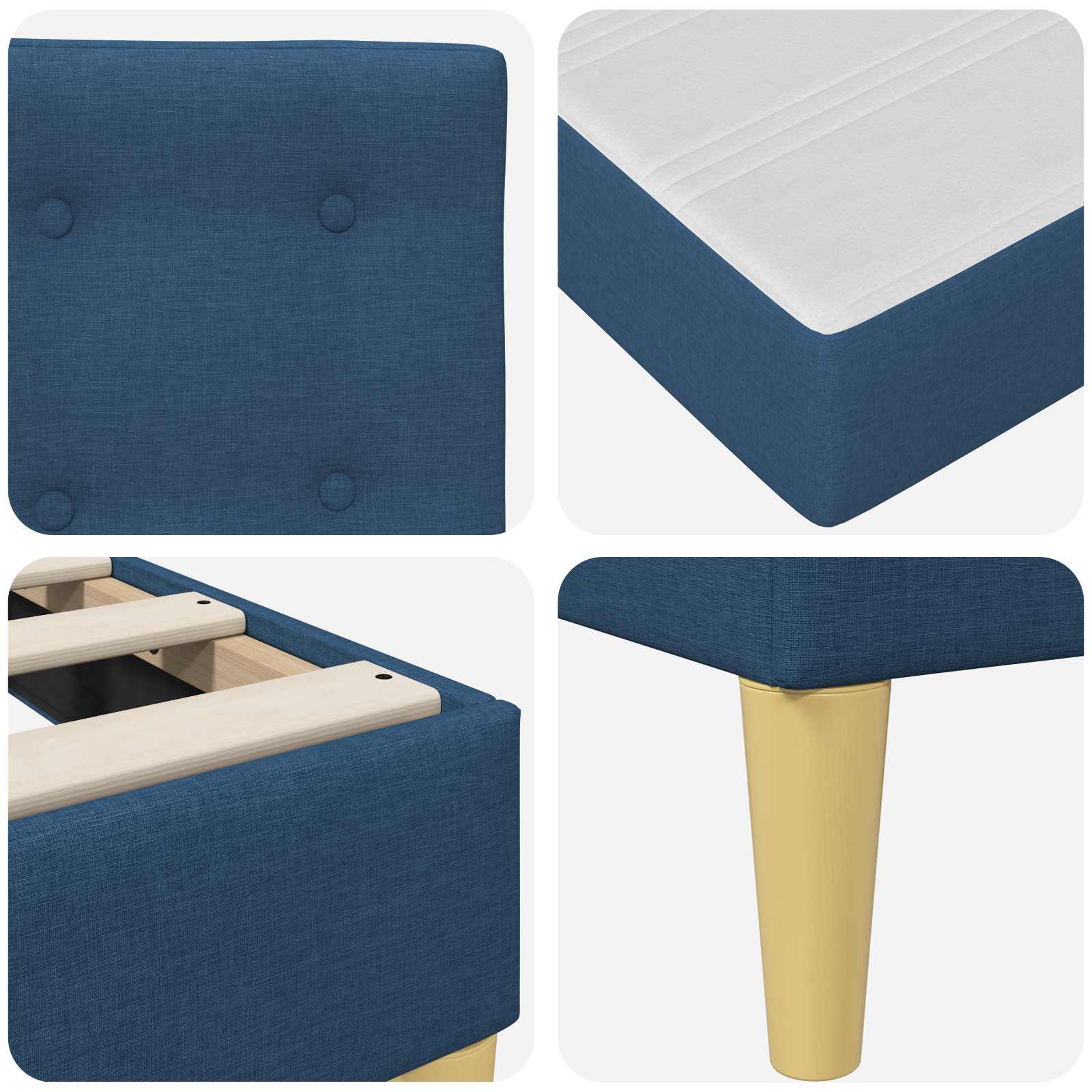 Cadre de lit avec matelas Bleu 90 x 190 cm Tissu - XIOS