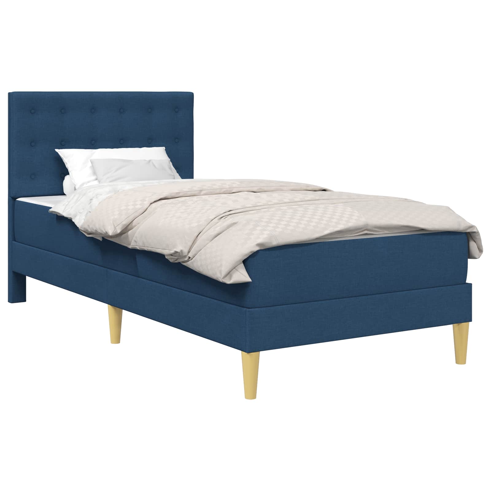 Cadre de lit avec matelas Bleu 90 x 190 cm Tissu - XIOS