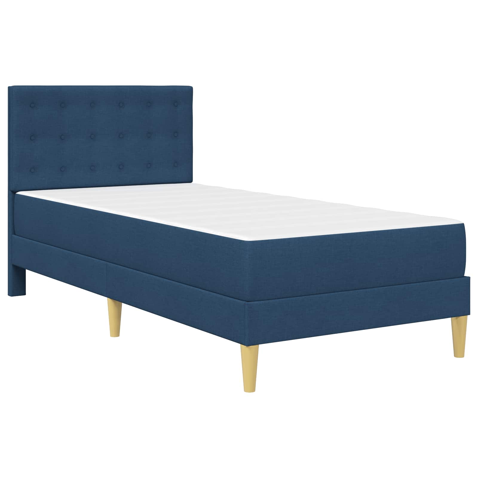Cadre de lit avec matelas Bleu 90 x 190 cm Tissu - XIOS