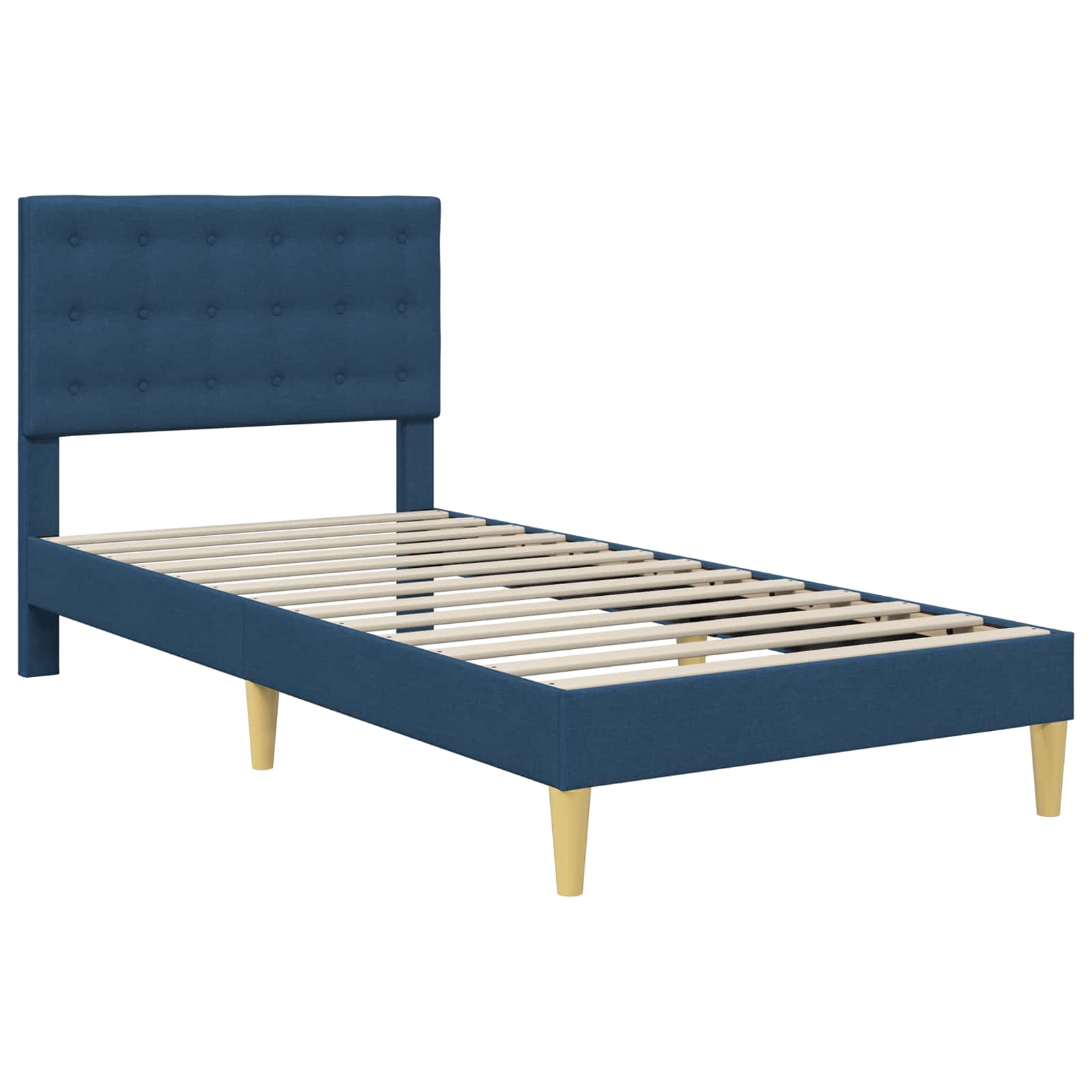 Cadre de lit avec matelas Bleu 90 x 190 cm Tissu - XIOS