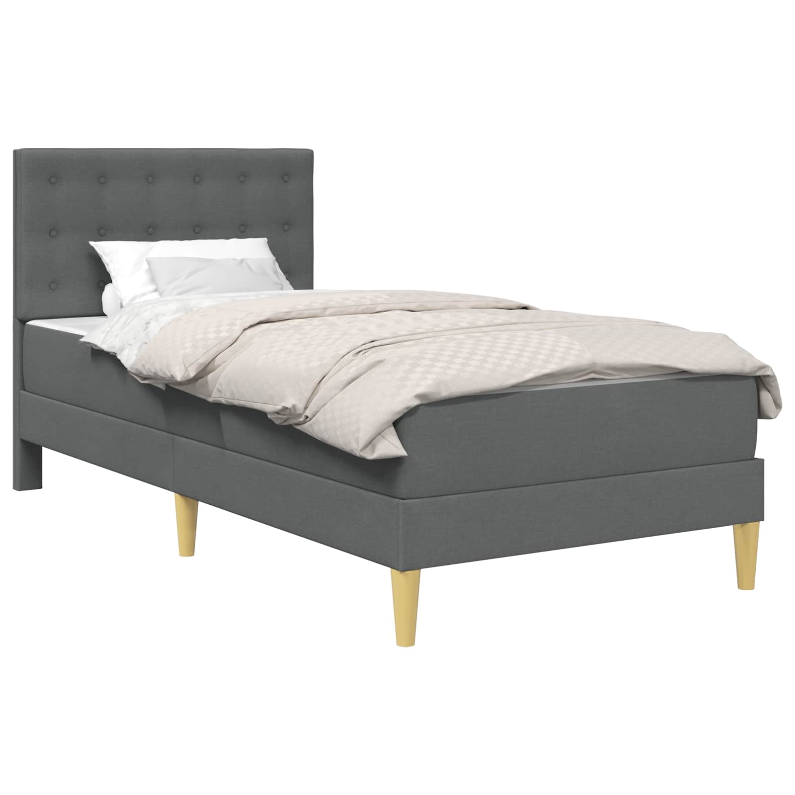 Cadre de lit avec matelas Gris foncé 90 x 200 cm Tissu - XIOS
