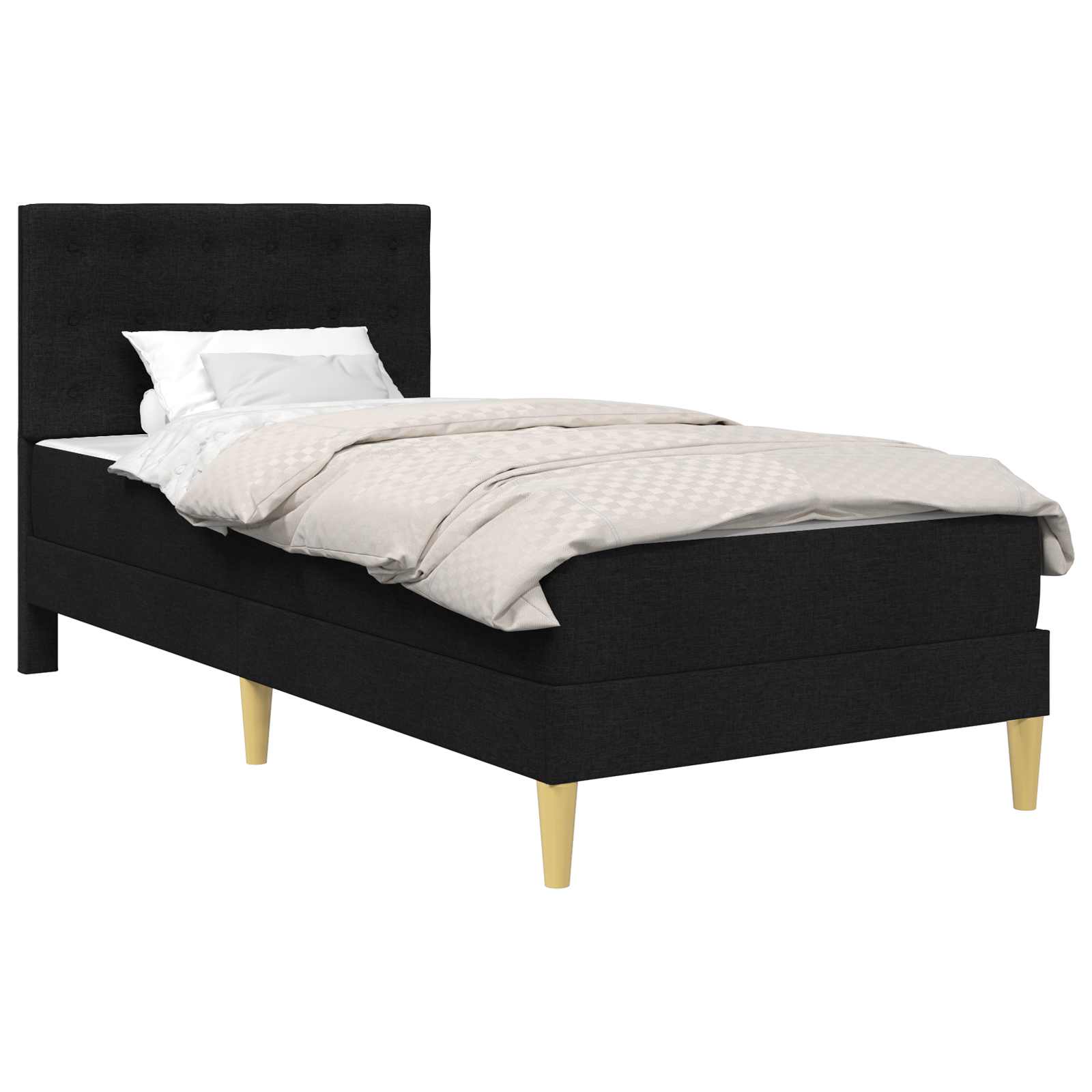 Cadre de lit avec matelas Noir 90 x 200 cm Tissu - XIOS