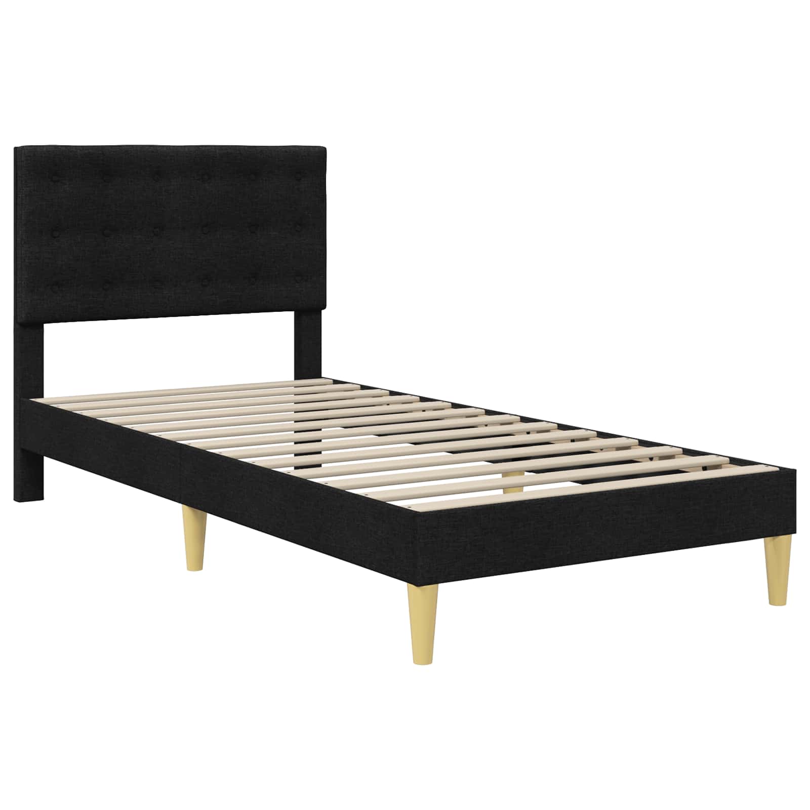 Cadre de lit avec matelas Noir 90 x 200 cm Tissu - XIOS