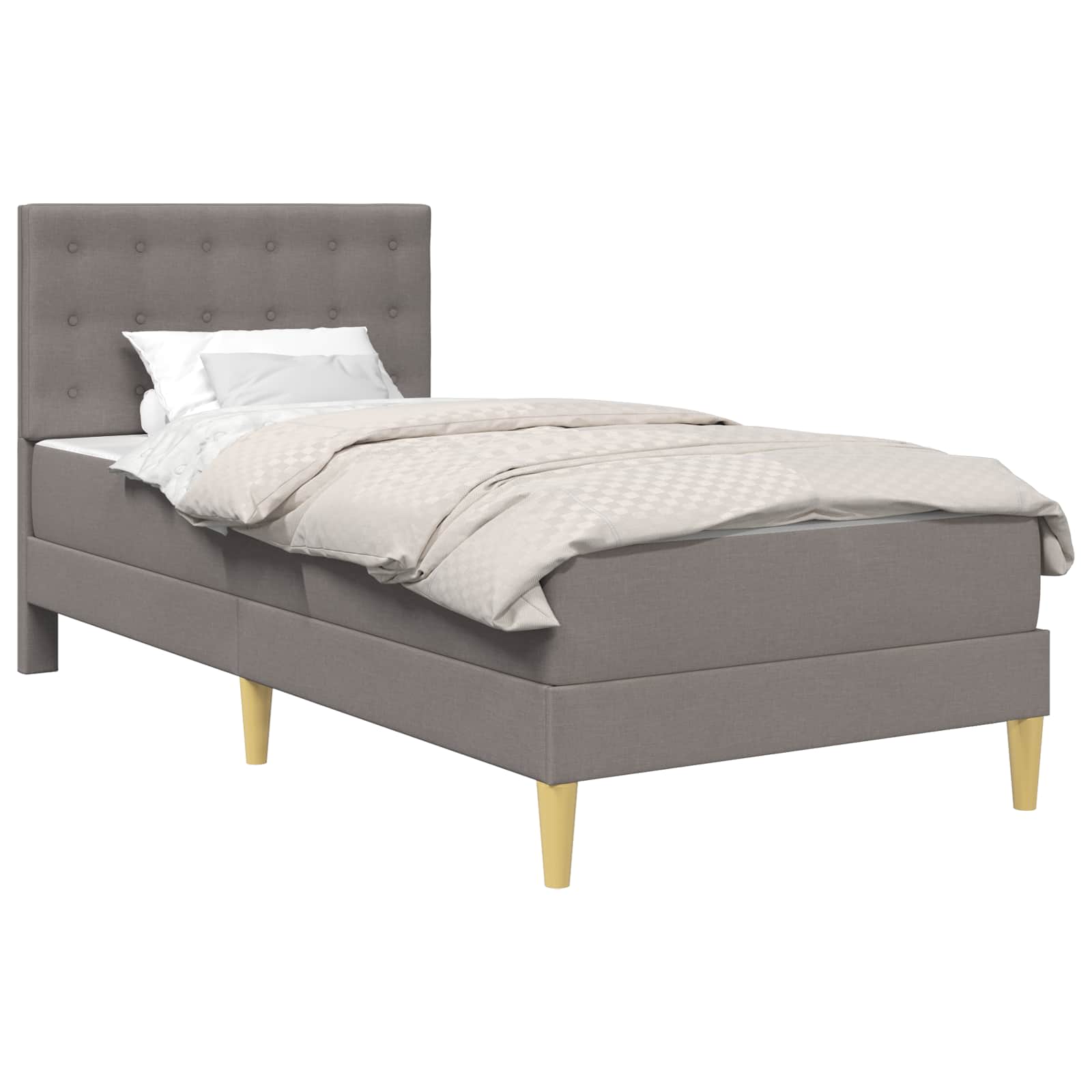Cadre de lit avec matelas Taupe 100 x 200 cm Tissu - XIOS