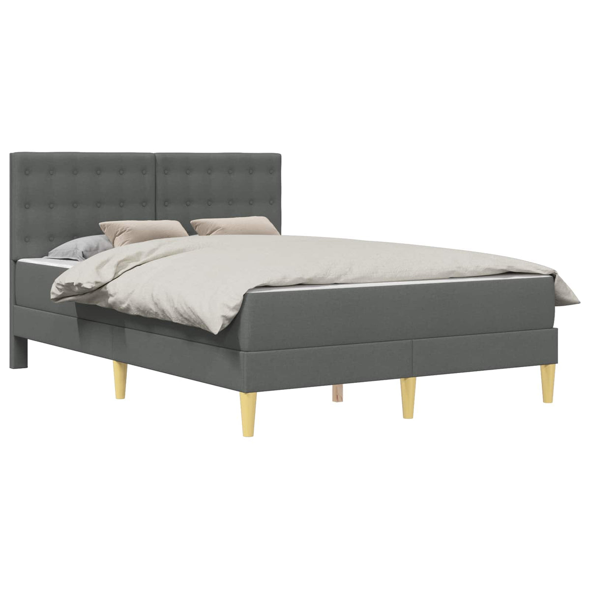 Cadre de lit avec matelas Gris foncé 120 x 190 cm Tissu