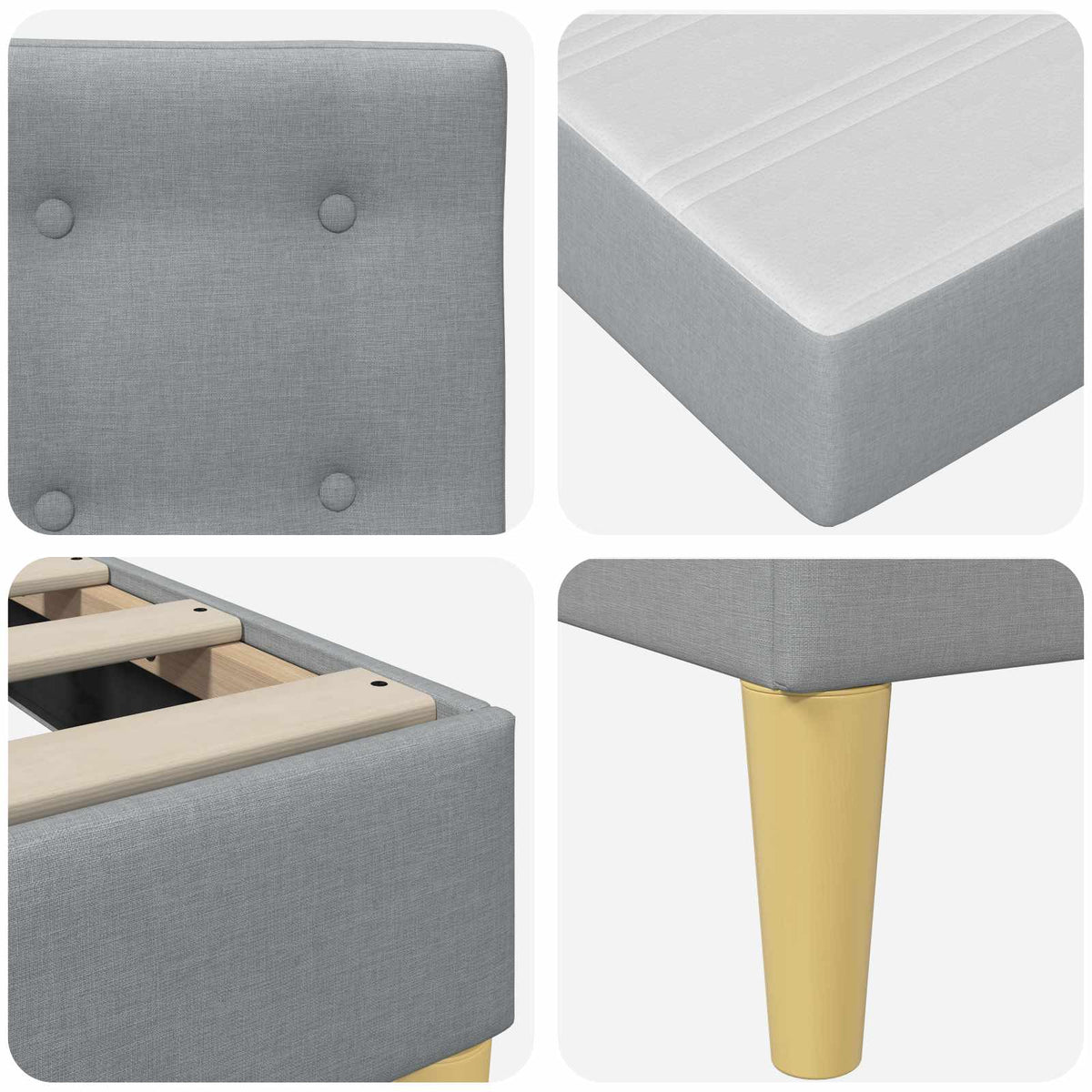 Cadre de lit avec matelas Gris clair 140 x 190 cm Tissu