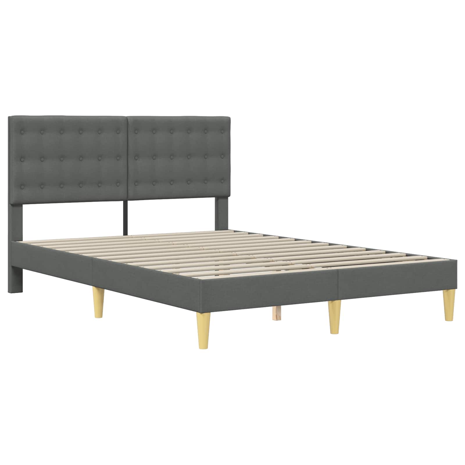 Cadre de lit avec matelas Gris foncé 140 x 200 cm Tissu - XIOS
