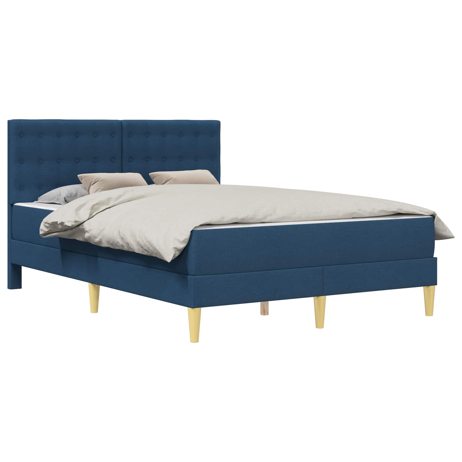 Cadre de lit avec matelas Bleu 140 x 200 cm Tissu - XIOS