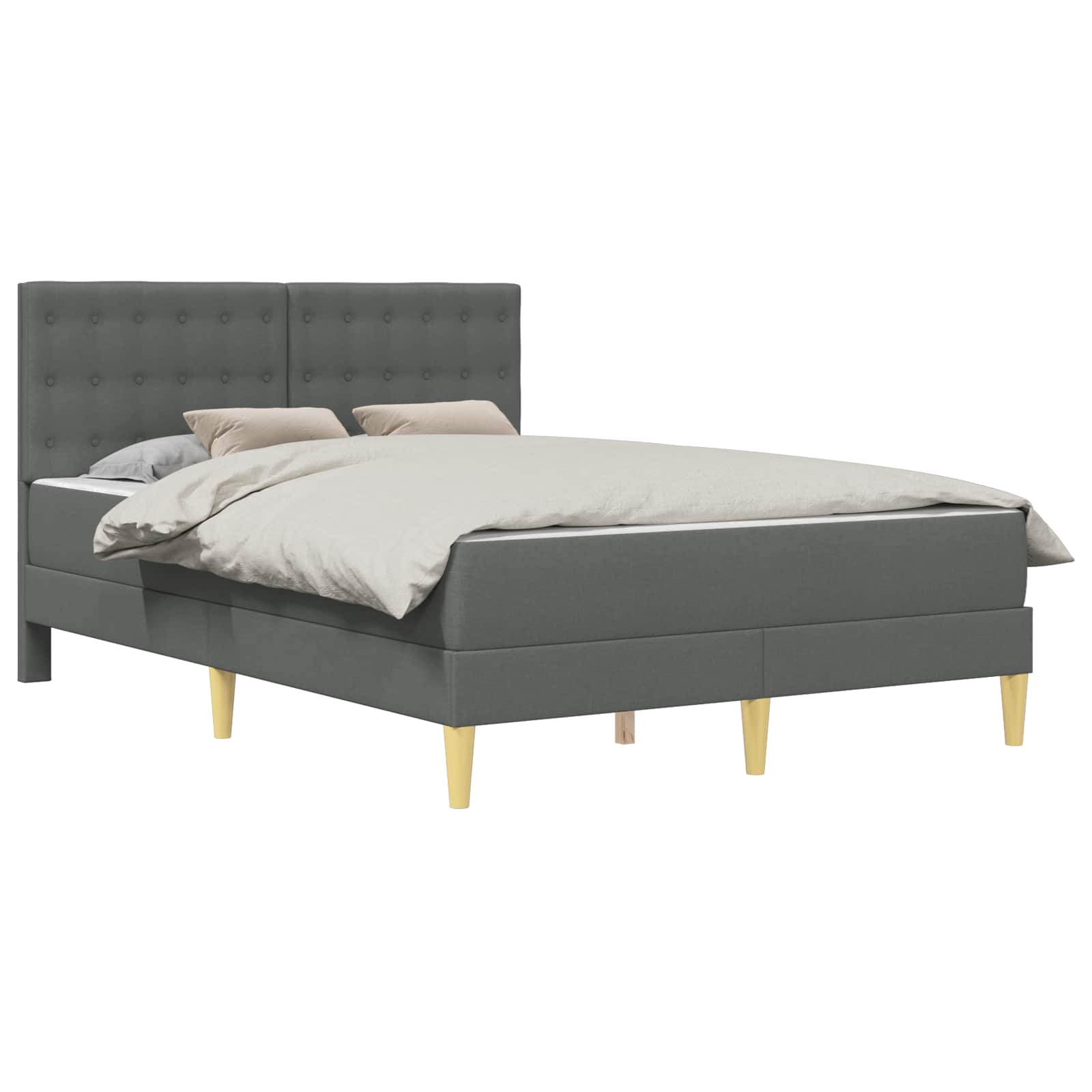 Cadre de lit avec matelas Gris foncé 160 x 200 cm Tissu - XIOS