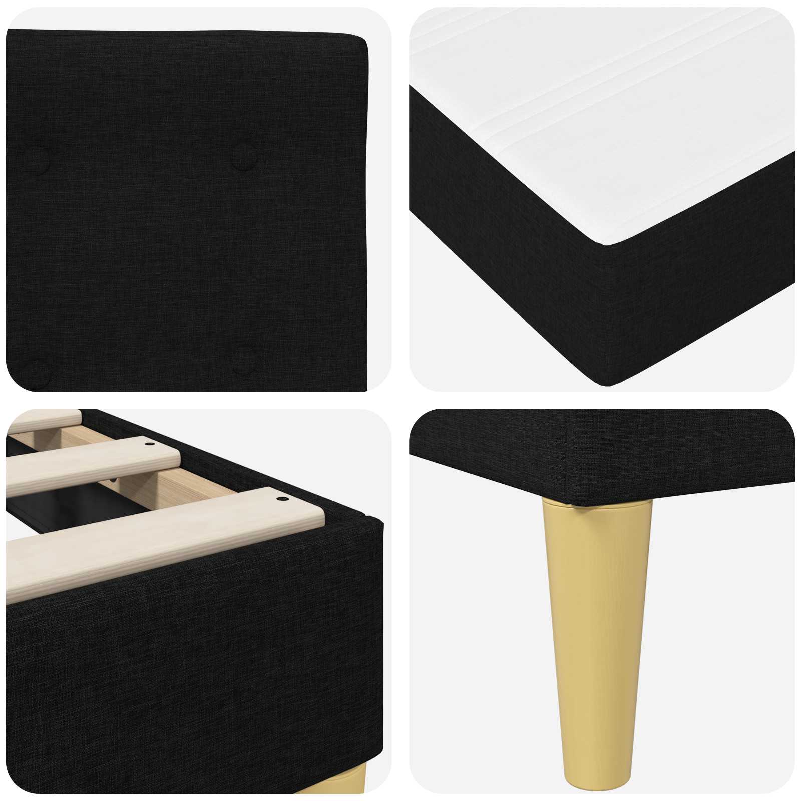 Cadre de lit avec matelas Noir 160 x 200 cm Tissu - XIOS