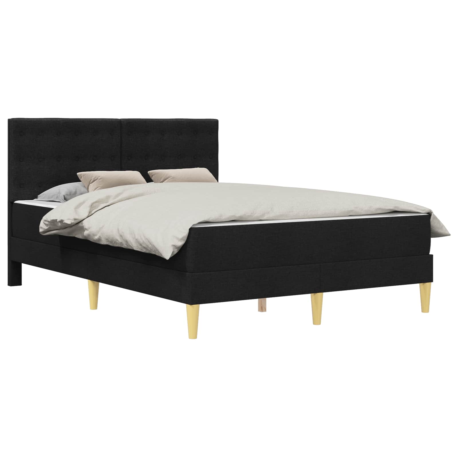 Cadre de lit avec matelas Noir 160 x 200 cm Tissu - XIOS