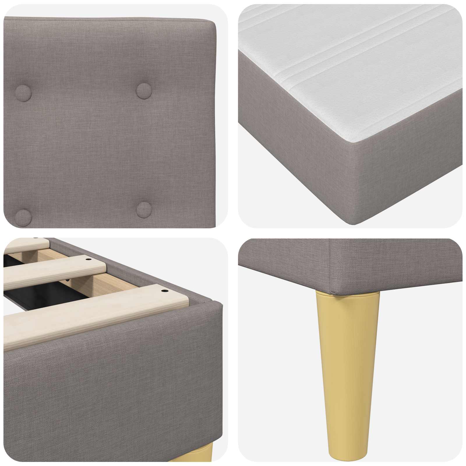 Cadre de lit avec matelas Taupe 160 x 200 cm Tissu - XIOS
