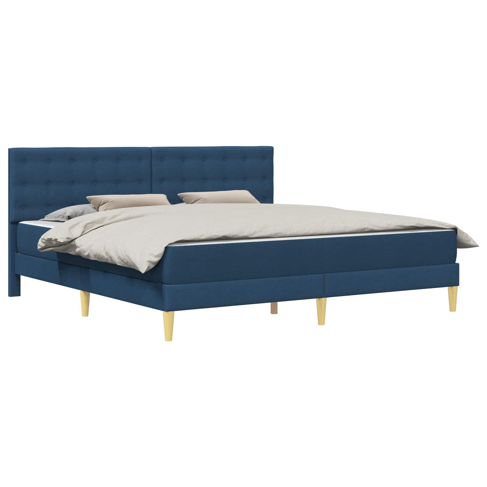 Cadre de lit avec matelas Bleu 180 x 200 cm Tissu - XIOS