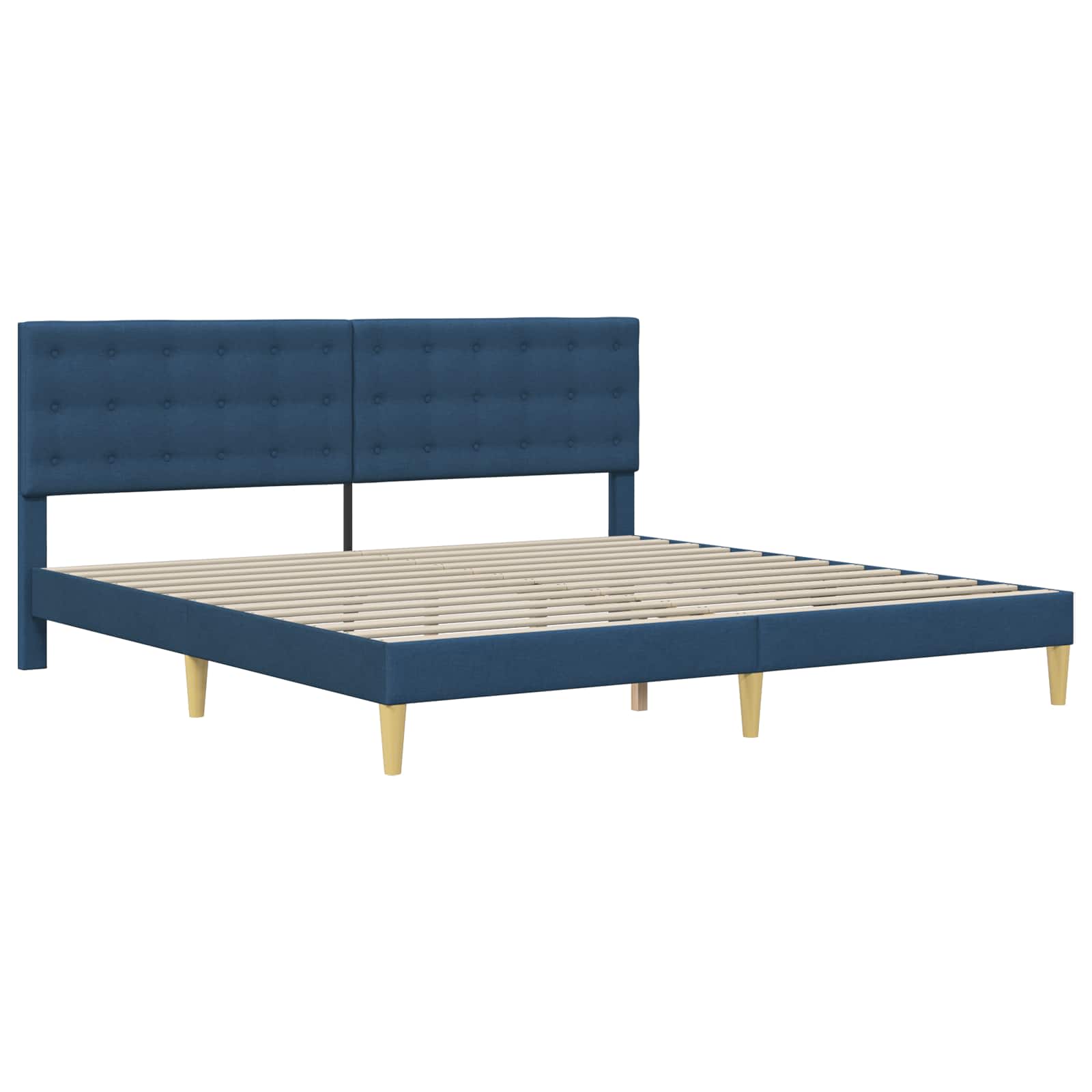 Cadre de lit avec matelas Bleu 180 x 200 cm Tissu - XIOS