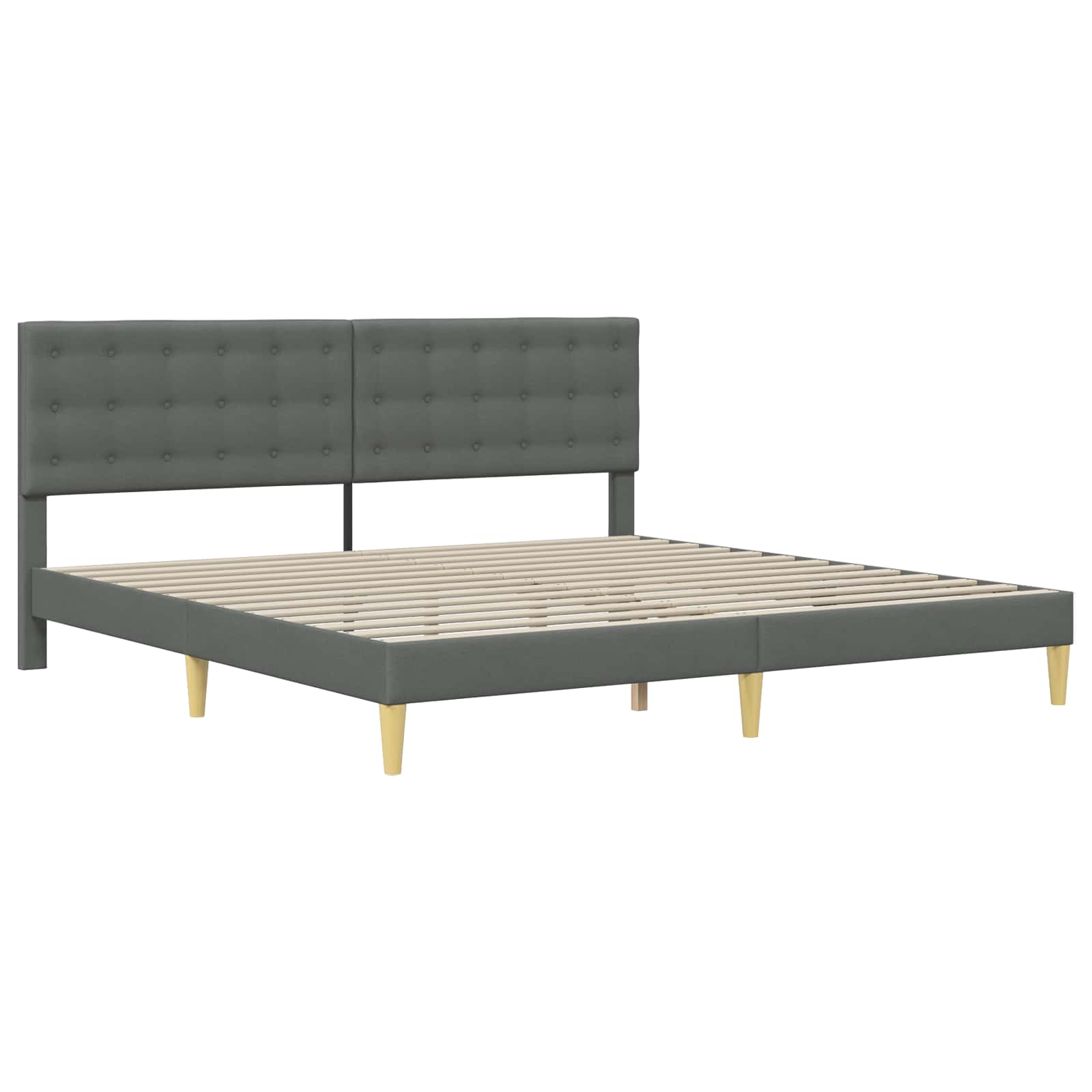 Cadre de lit avec matelas Gris foncé 200 x 200 cm Tissu