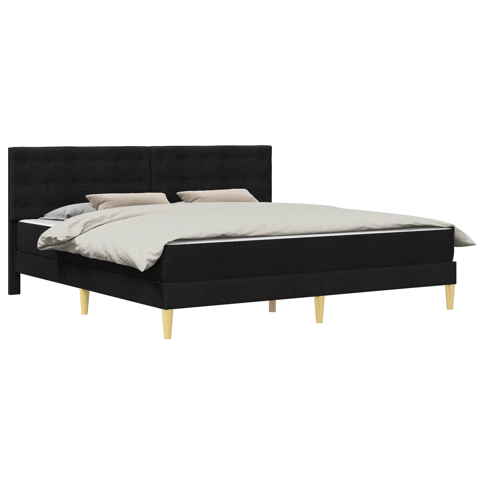Cadre de lit avec matelas Noir 200 x 200 cm Tissu - XIOS