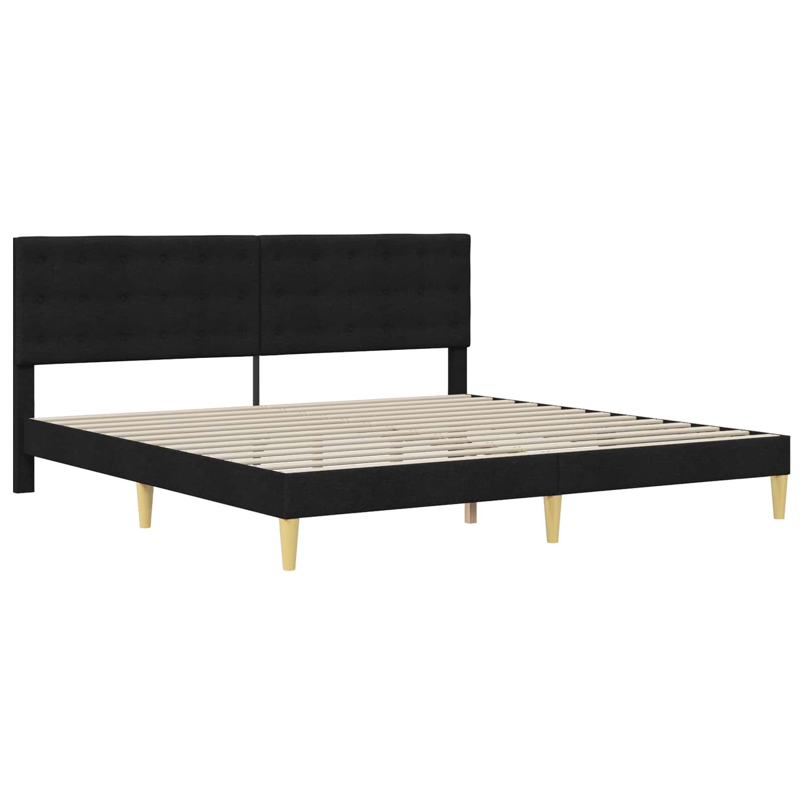 Cadre de lit avec matelas Noir 200 x 200 cm Tissu - XIOS