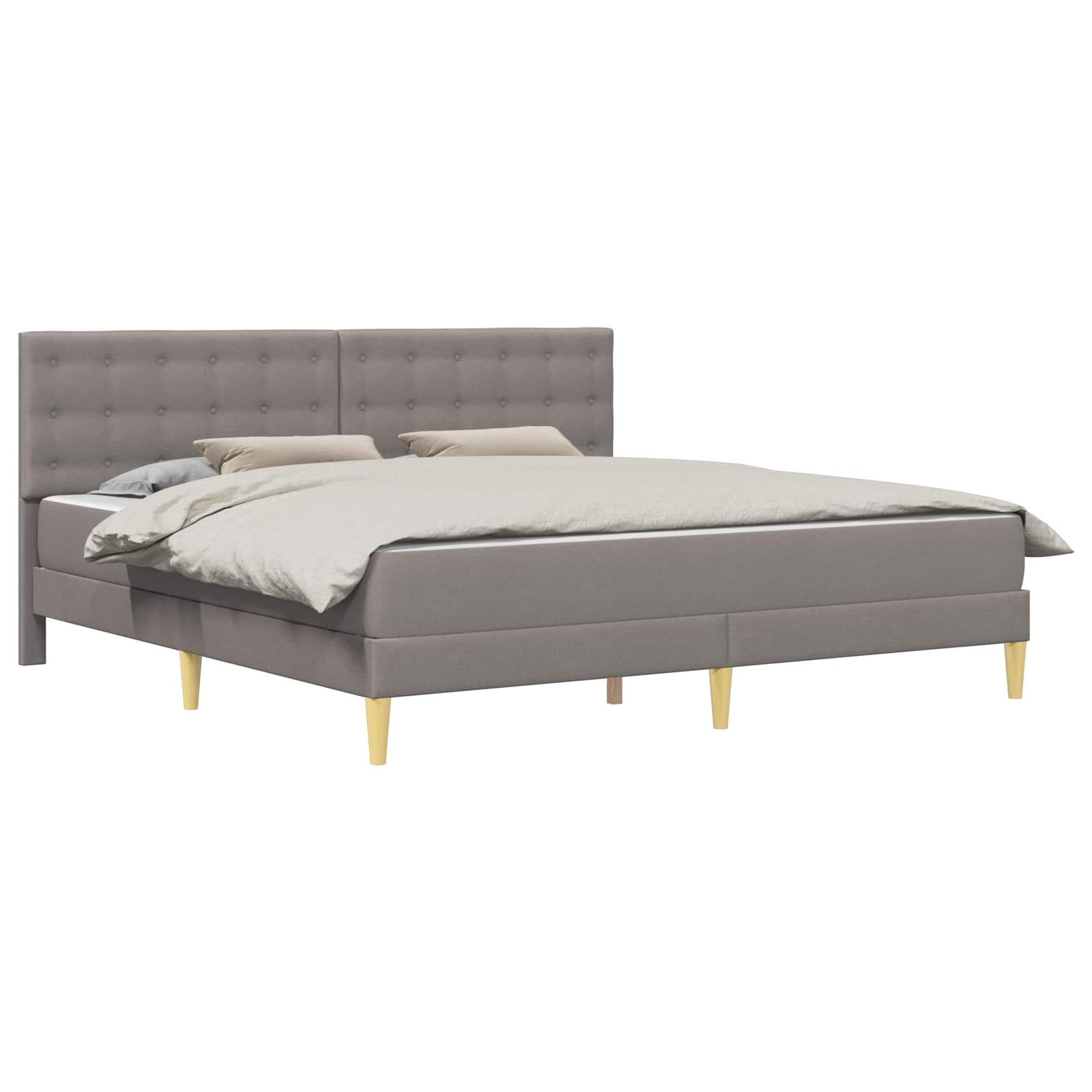 Cadre de lit avec matelas Taupe 200 x 200 cm tissu - XIOS