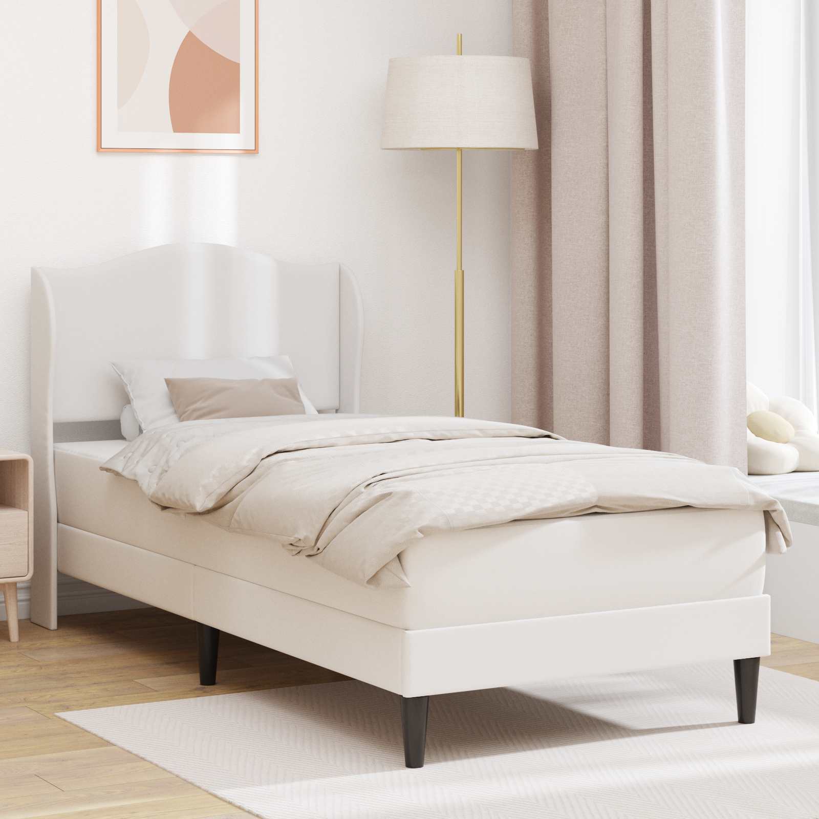 Cadre de lit avec tête de lit Blanc 90 x 190 cm Simili cuir - XIOS