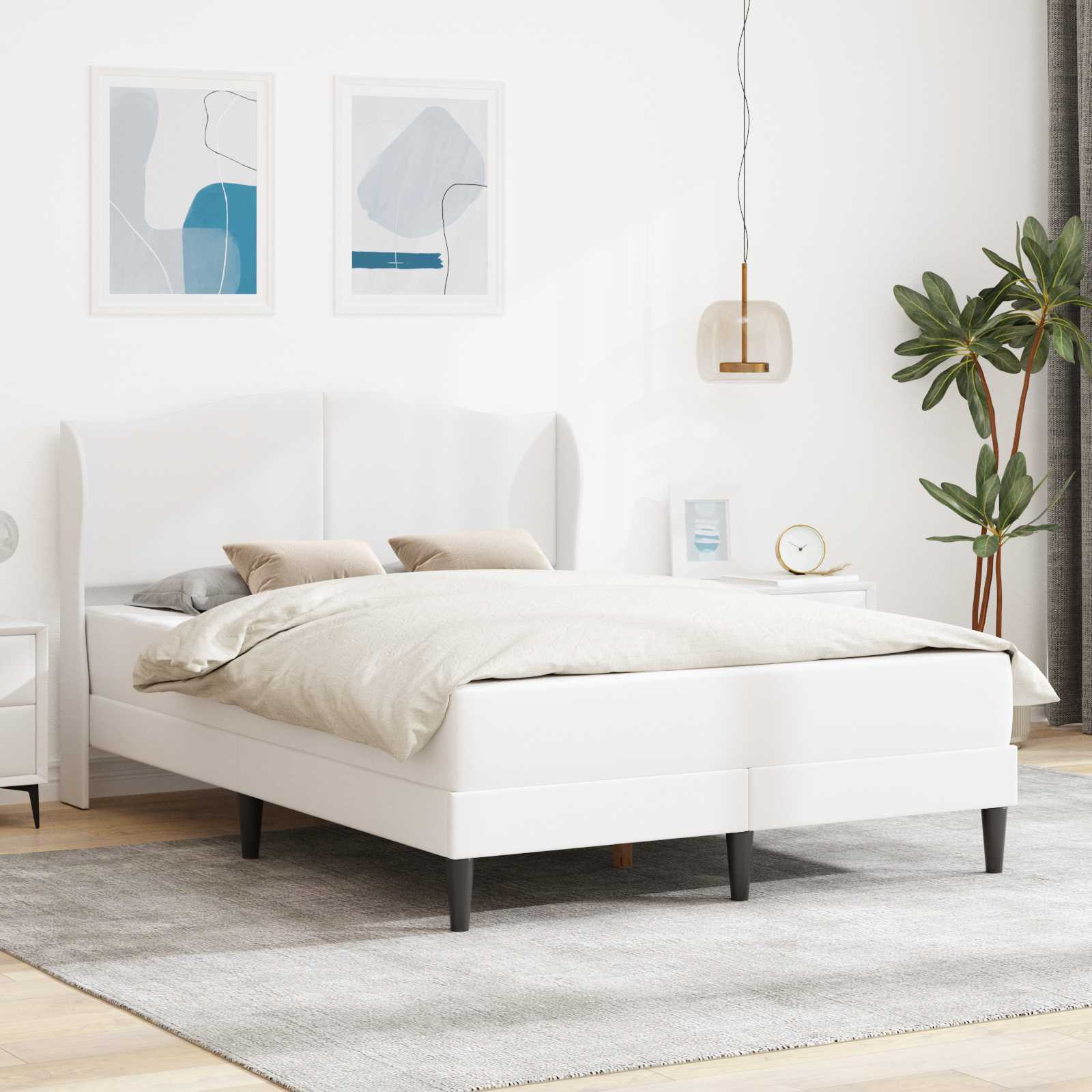 Cadre de lit avec tête de lit Blanc 120 x 190 cm Simili cuir - XIOS