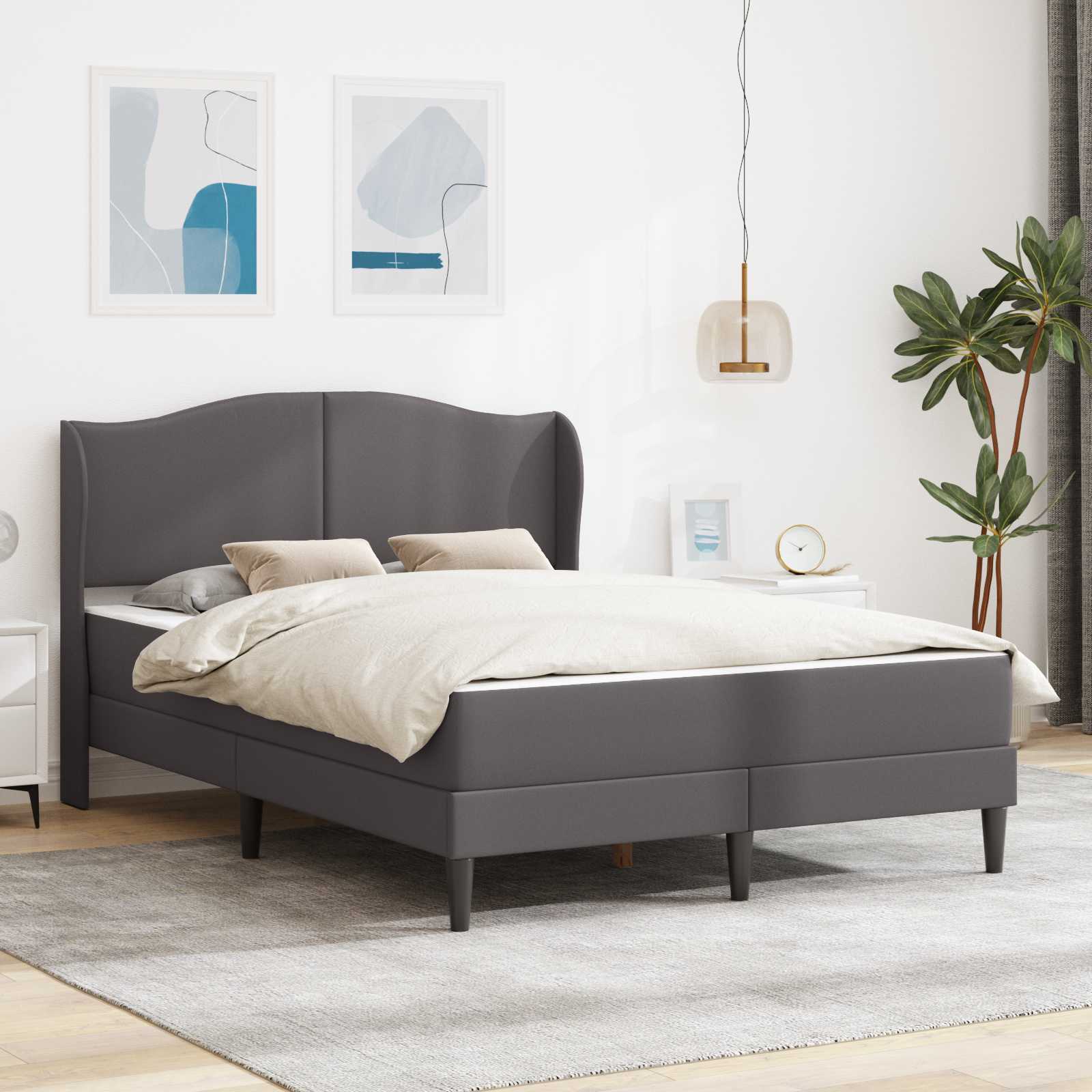 Cadre de lit avec tête de lit Gris 160 x 200 cm Simili cuir - XIOS