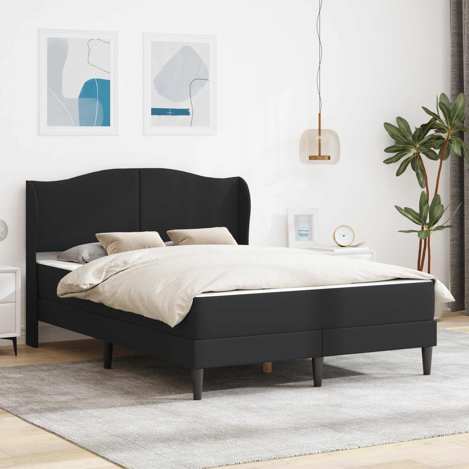 Cadre de lit avec tête de lit Noir 160 x 200 cm Simili cuir - XIOS