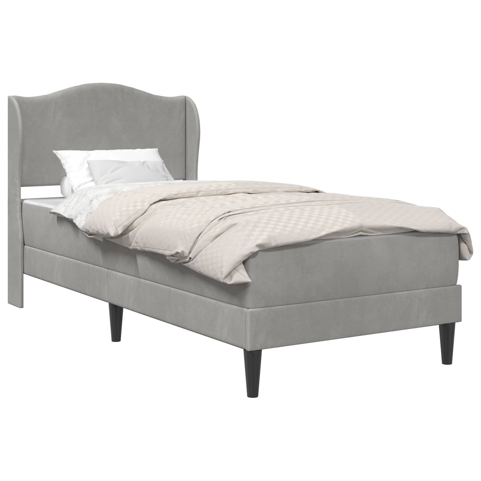 Cadre de lit avec tête de lit Gris clair 80 x 200 cm Velours - XIOS