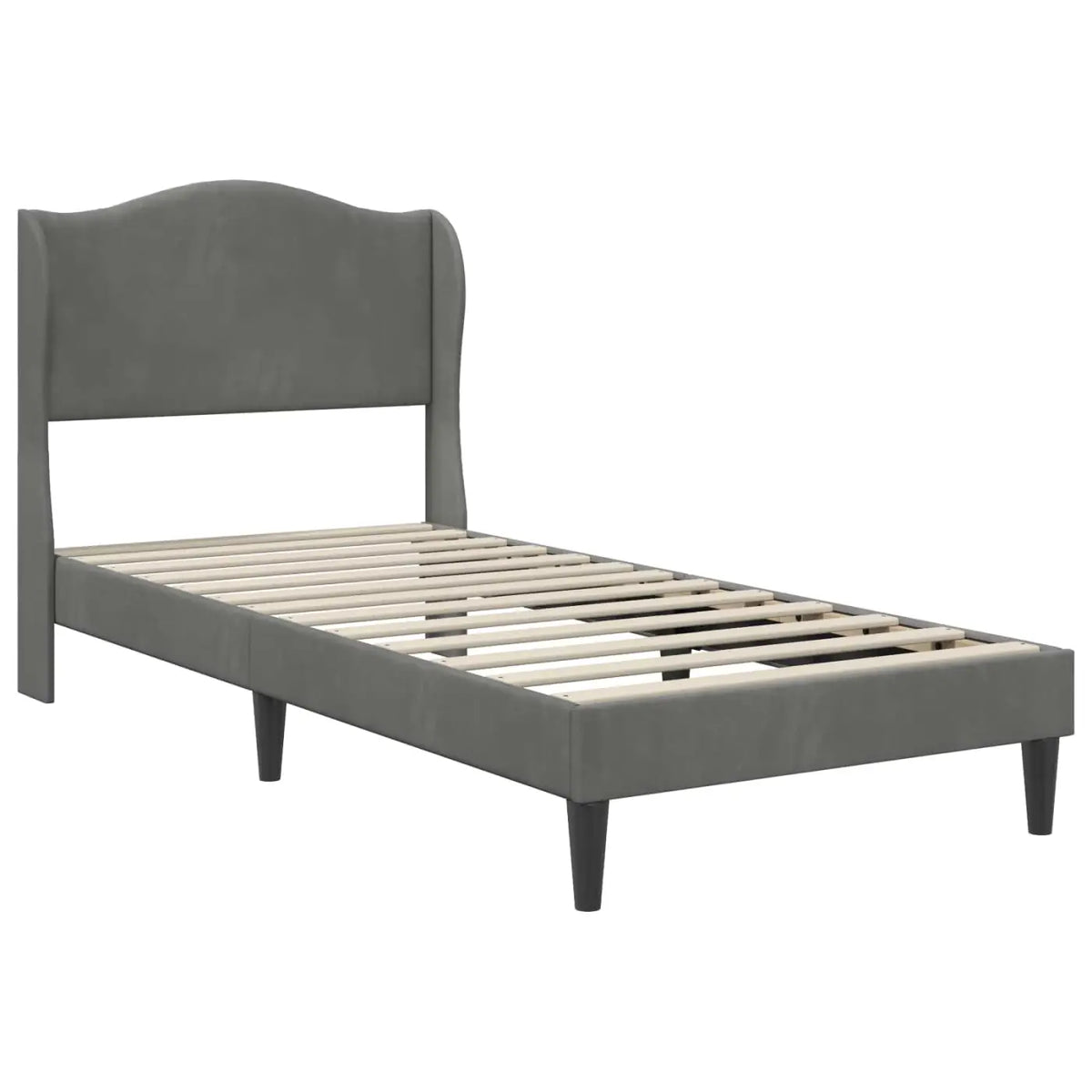 Cadre de lit avec matelas Gris foncé 90 x 190 cm Velours - XIOS