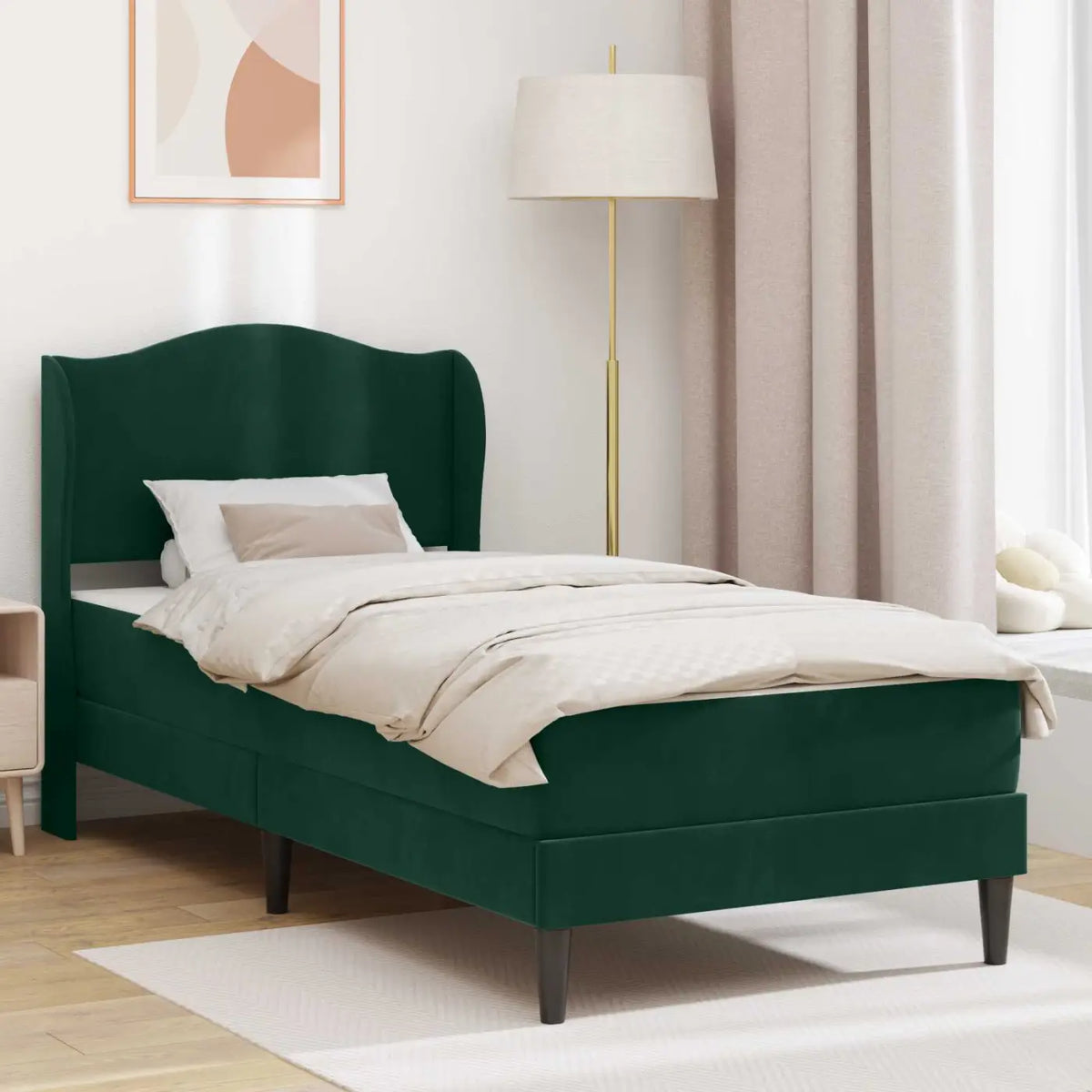 Cadre de lit avec matelas Vert foncé 90 x 190 cm Velours - XIOS