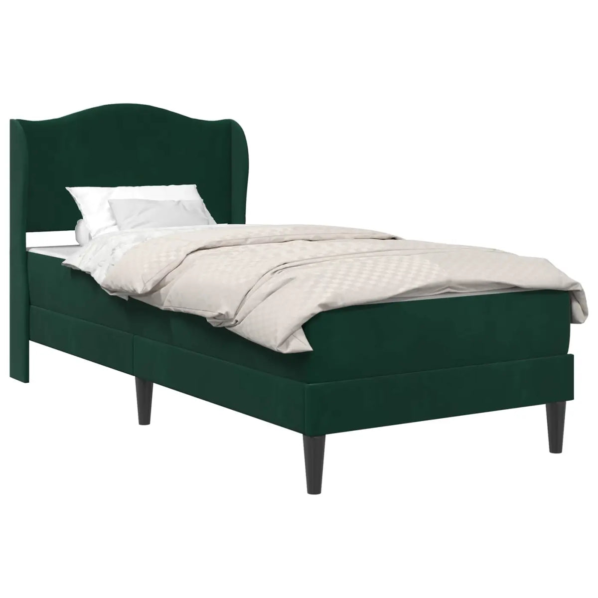 Cadre de lit avec matelas Vert foncé 90 x 190 cm Velours - XIOS