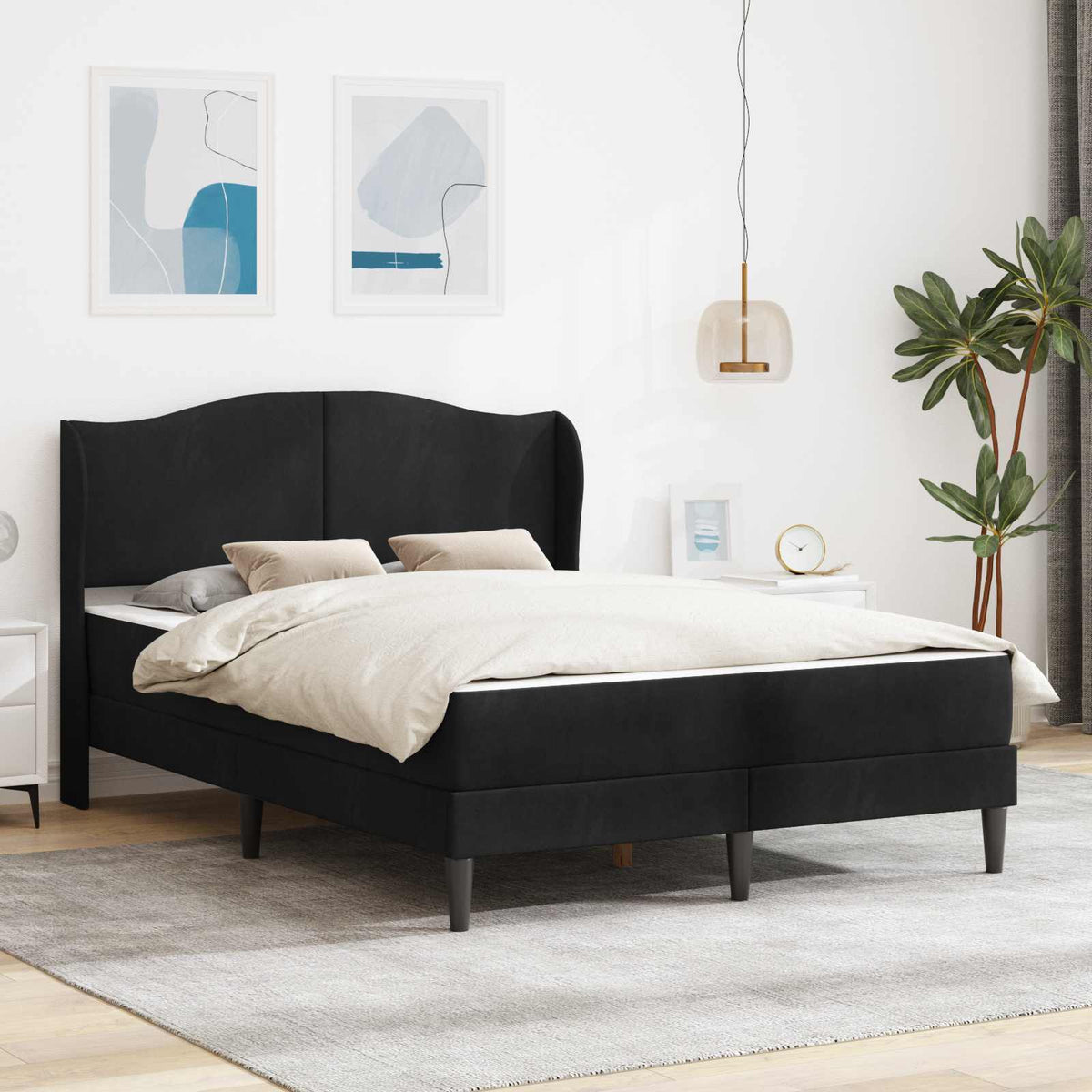 Cadre de lit avec matelas Noir 120 x 200 cm Velours