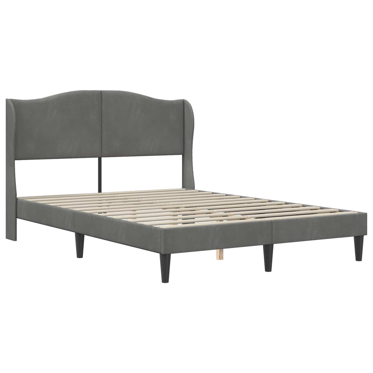 Cadre de lit avec matelas Gris foncé 140 x 190 cm Velours