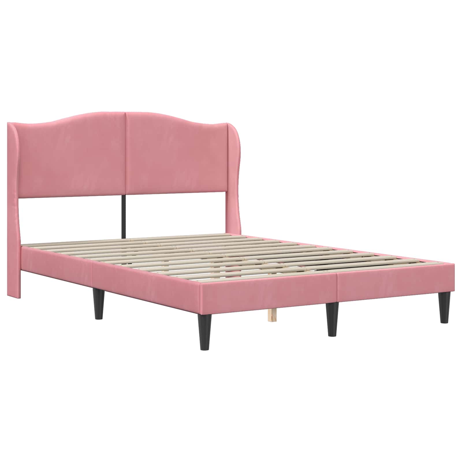 Cadre de lit avec tête de lit Rose 140 x 200 cm Velours - XIOS