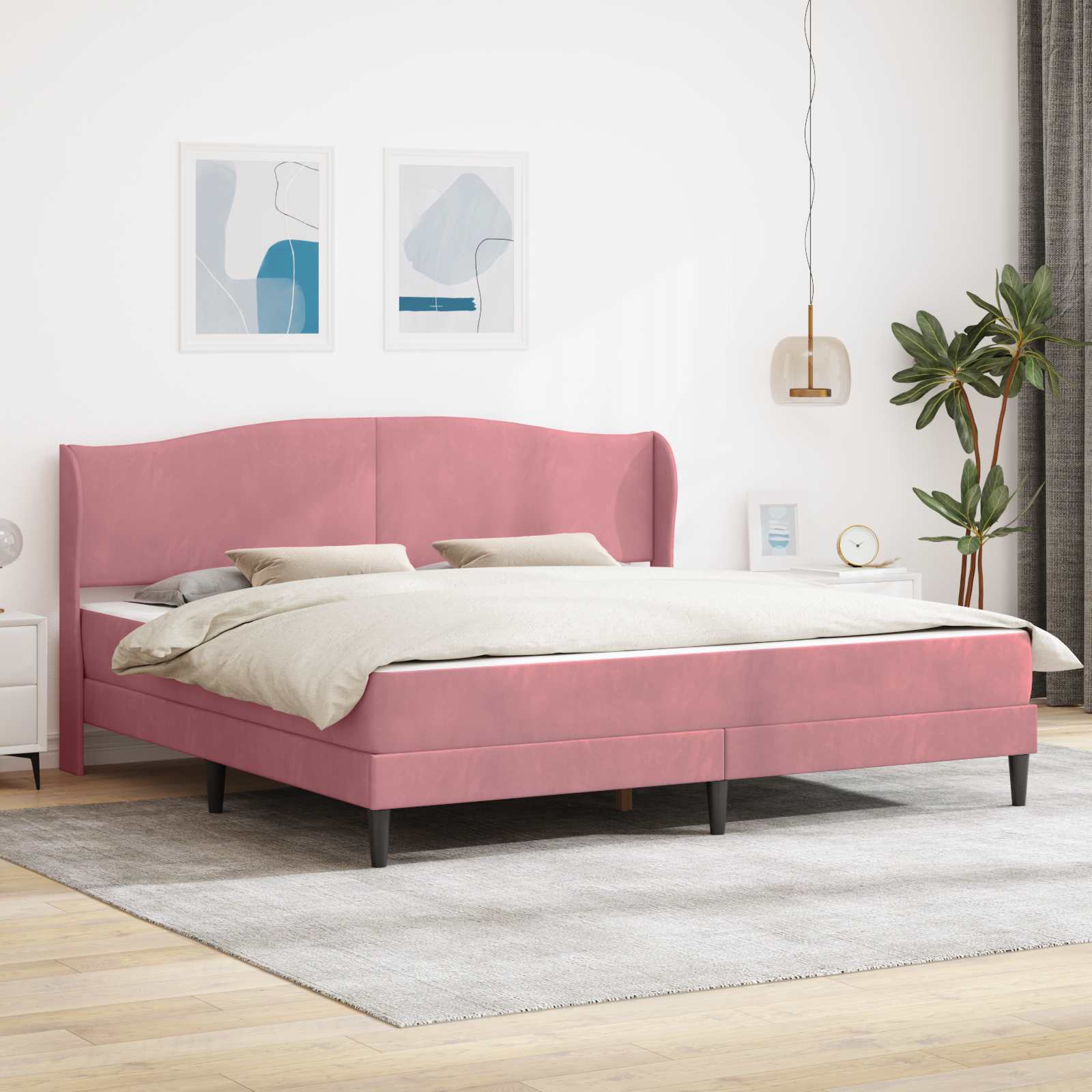 Cadre de lit avec tête de lit Rose 180 x 200 cm Velours - XIOS