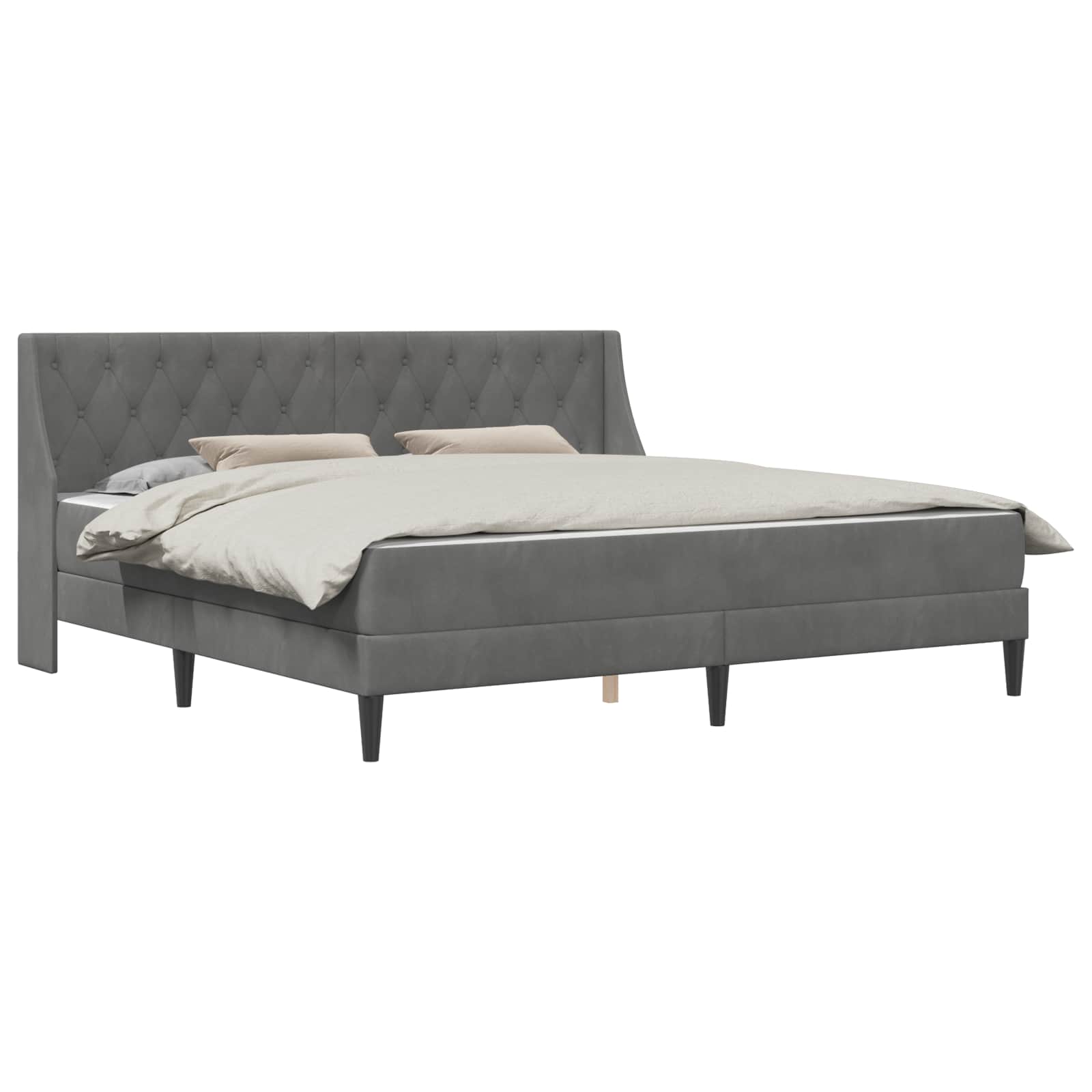 Cadre de lit avec matelas Gris foncé 180 x 200 cm Velours