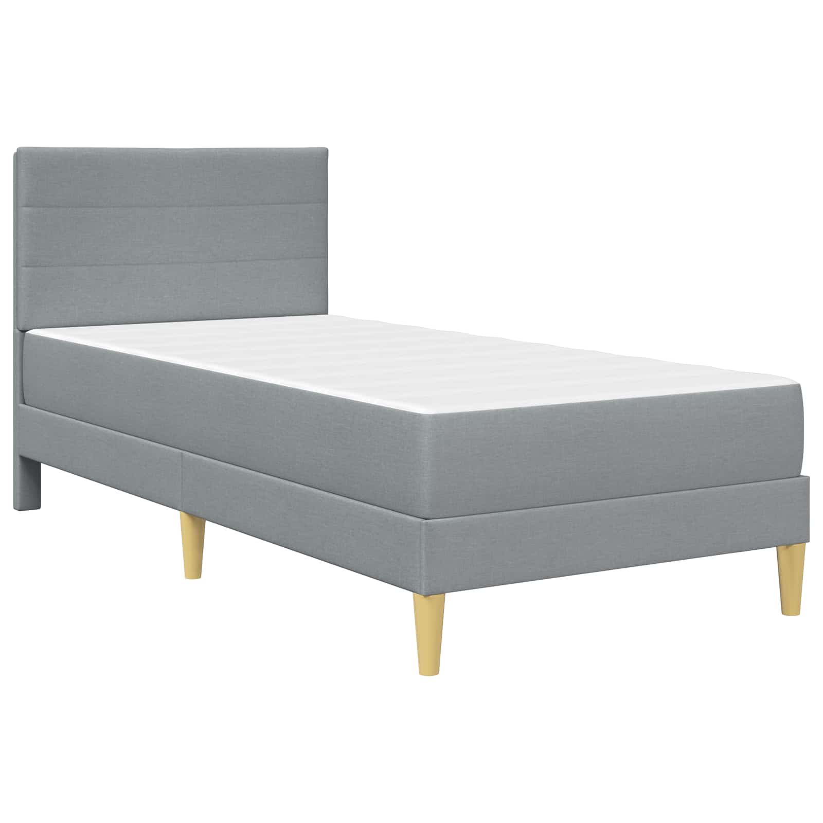 Cadre de lit avec matelas Gris clair 90 x 190 cm tissu