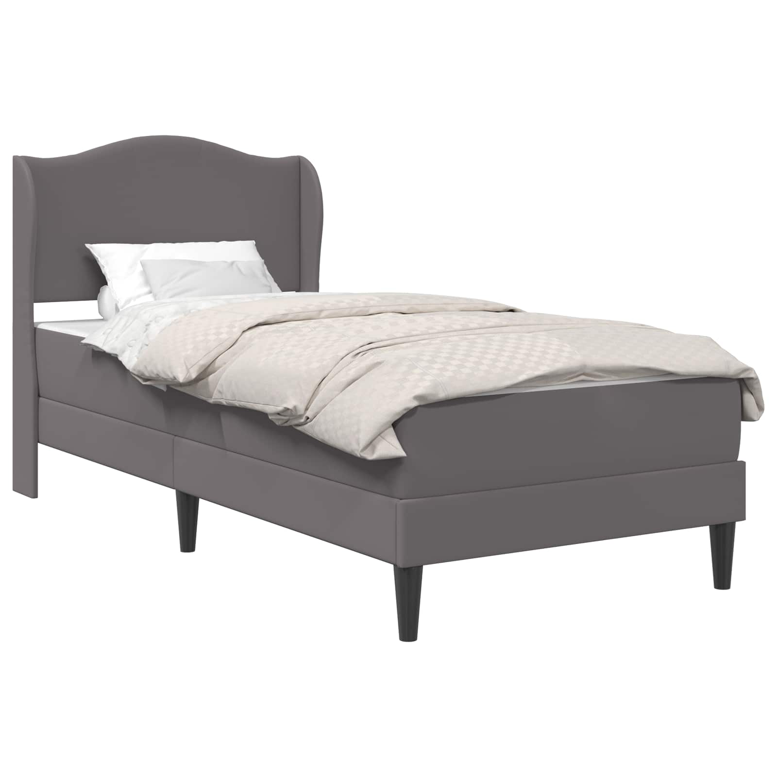 Cadre de lit avec tête de lit Gris 90 x 190 cm Simili cuir
