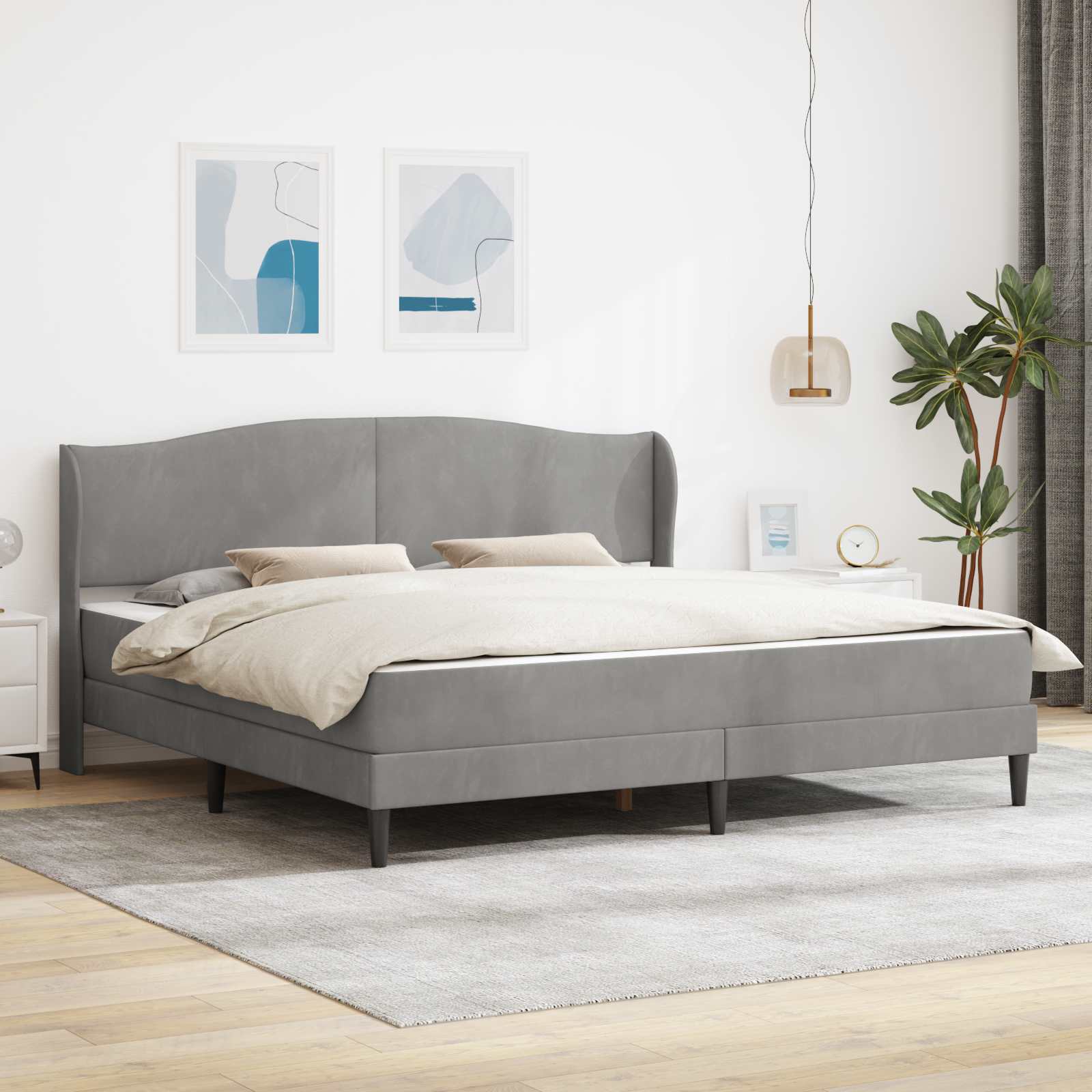 Cadre de lit avec tête de lit Gris clair 180 x 200 cm Velours - XIOS