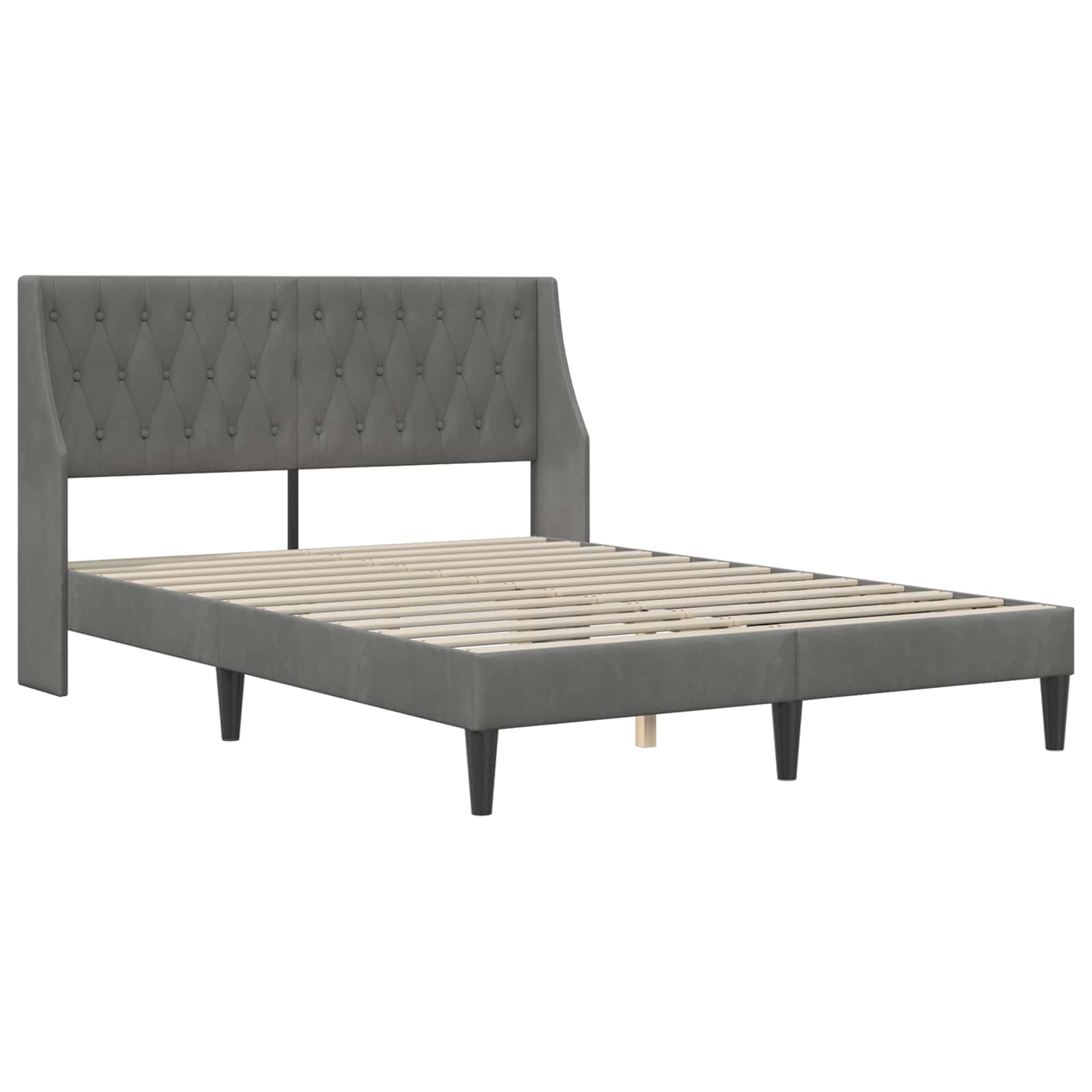 Cadre de lit avec matelas Gris foncé 137 x 190 cm Velours - XIOS