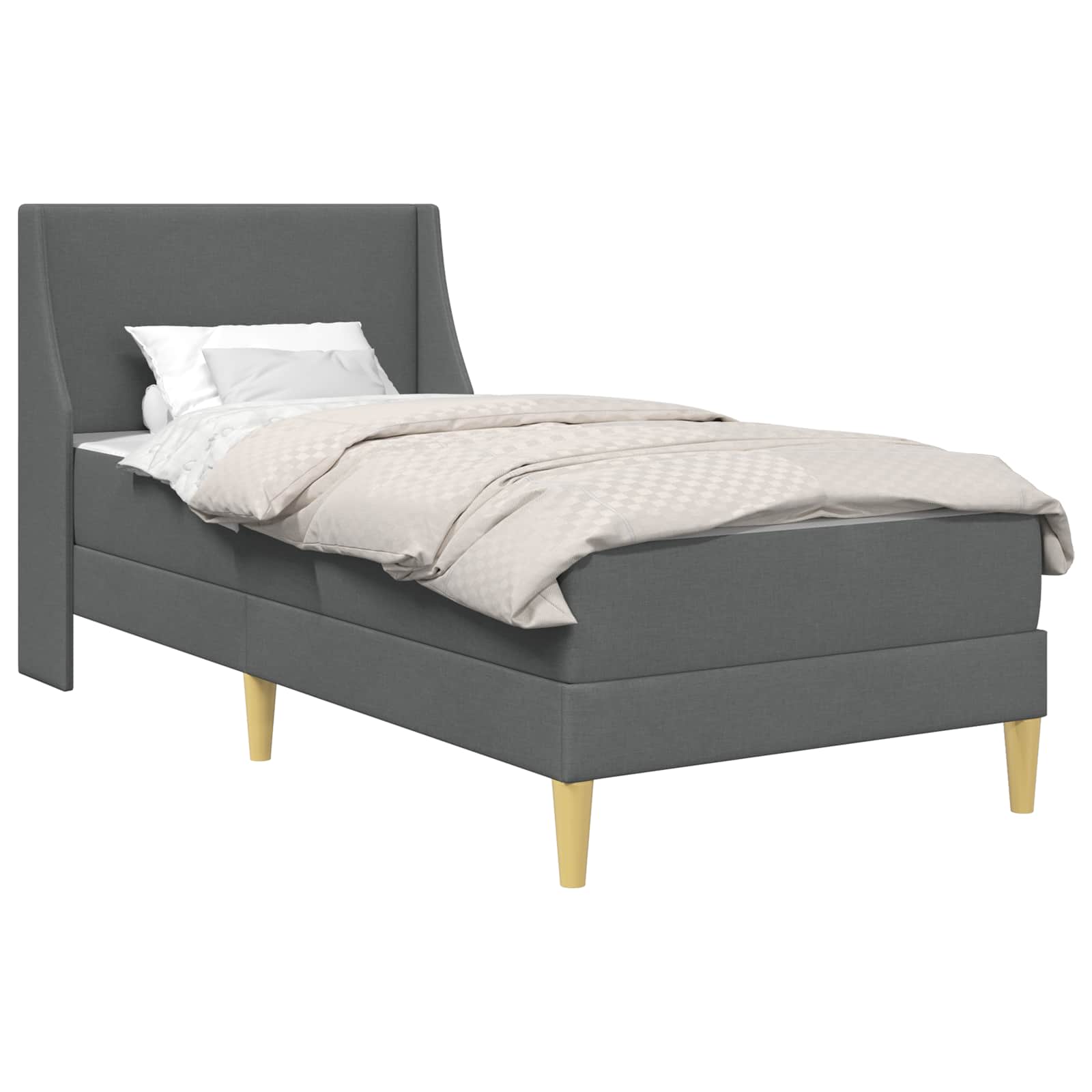 Cadre de lit avec matelas Gris foncé 90 x 200 cm tissu - XIOS