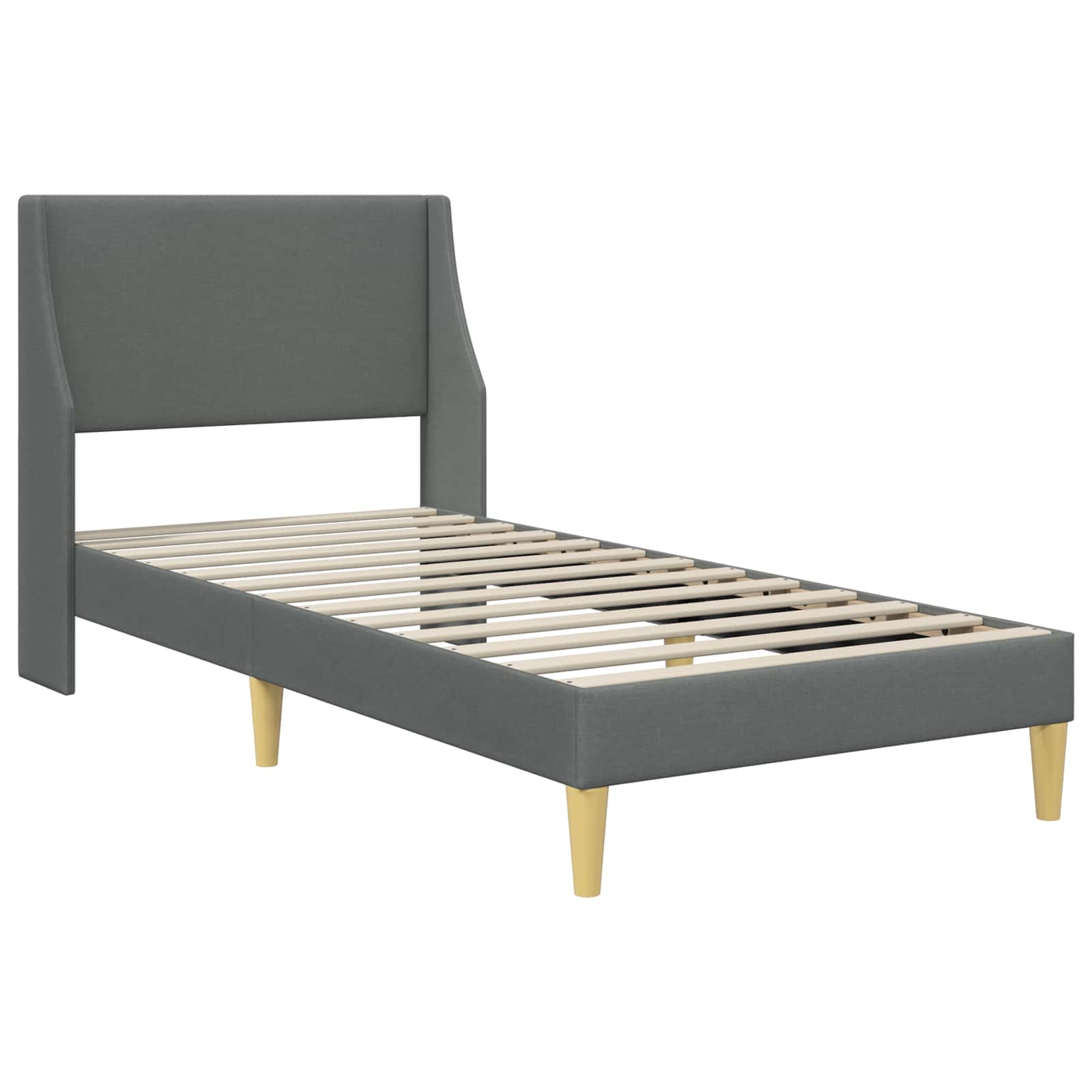 Cadre de lit avec matelas Gris foncé 90 x 200 cm tissu - XIOS